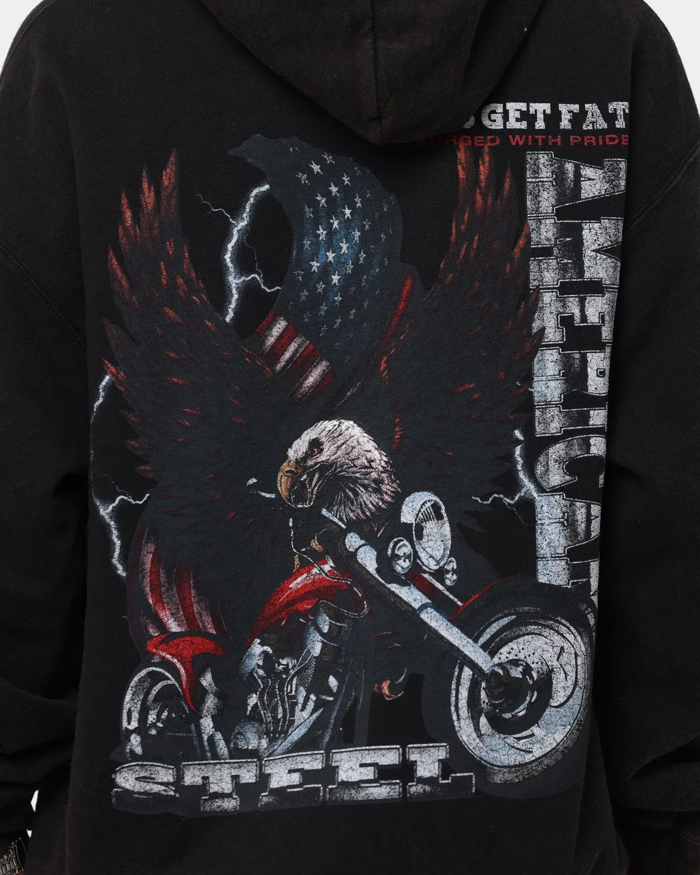 Rats Get Fat American Steel Vintage Hoodie Black Wash Eliminate