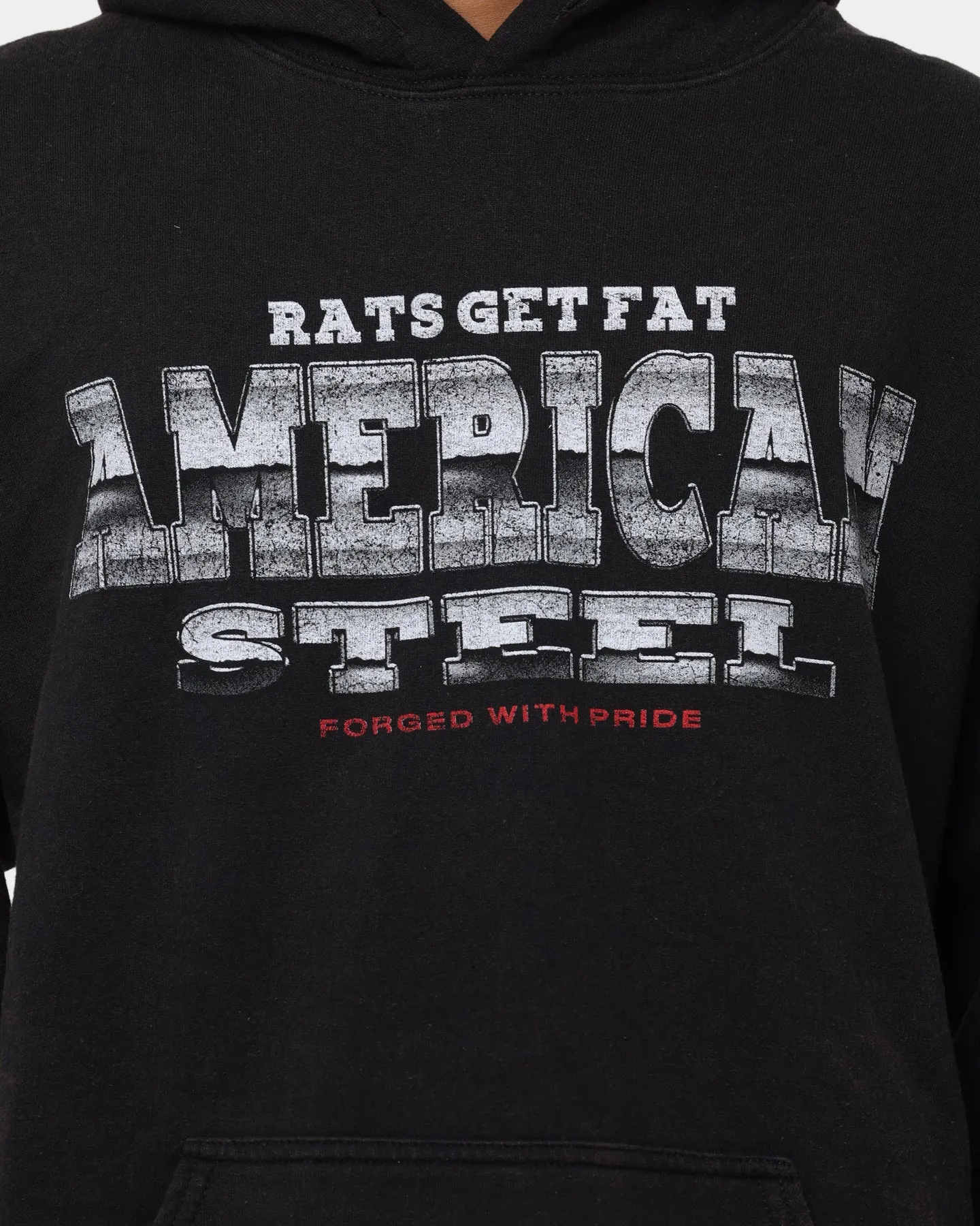 Weather Protection Rats Get Fat American Steel Vintage Hoodie Black Wash