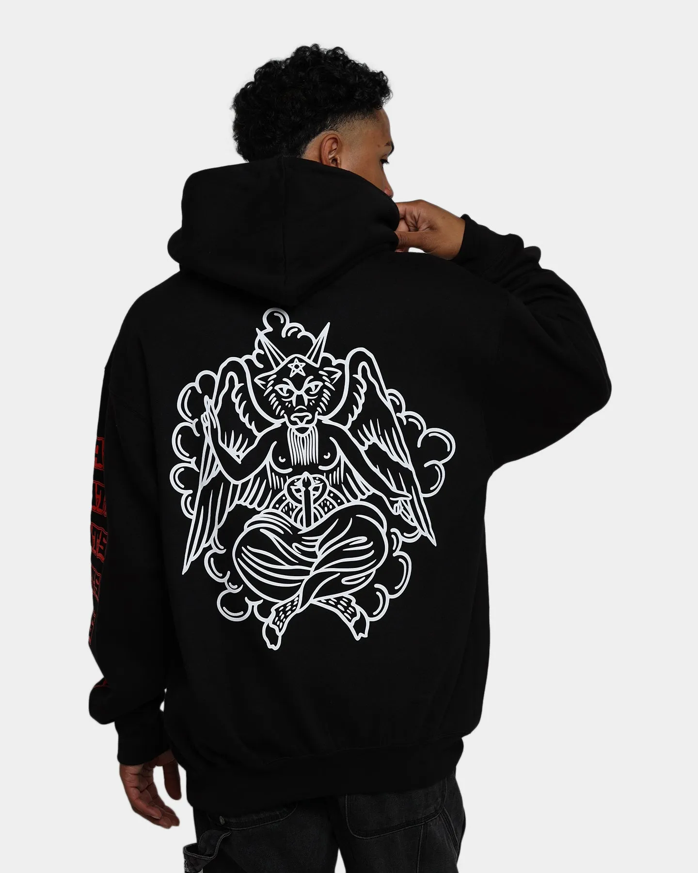 Wind Control Sporty Rats Get Fat Baphomet Hoodie Black