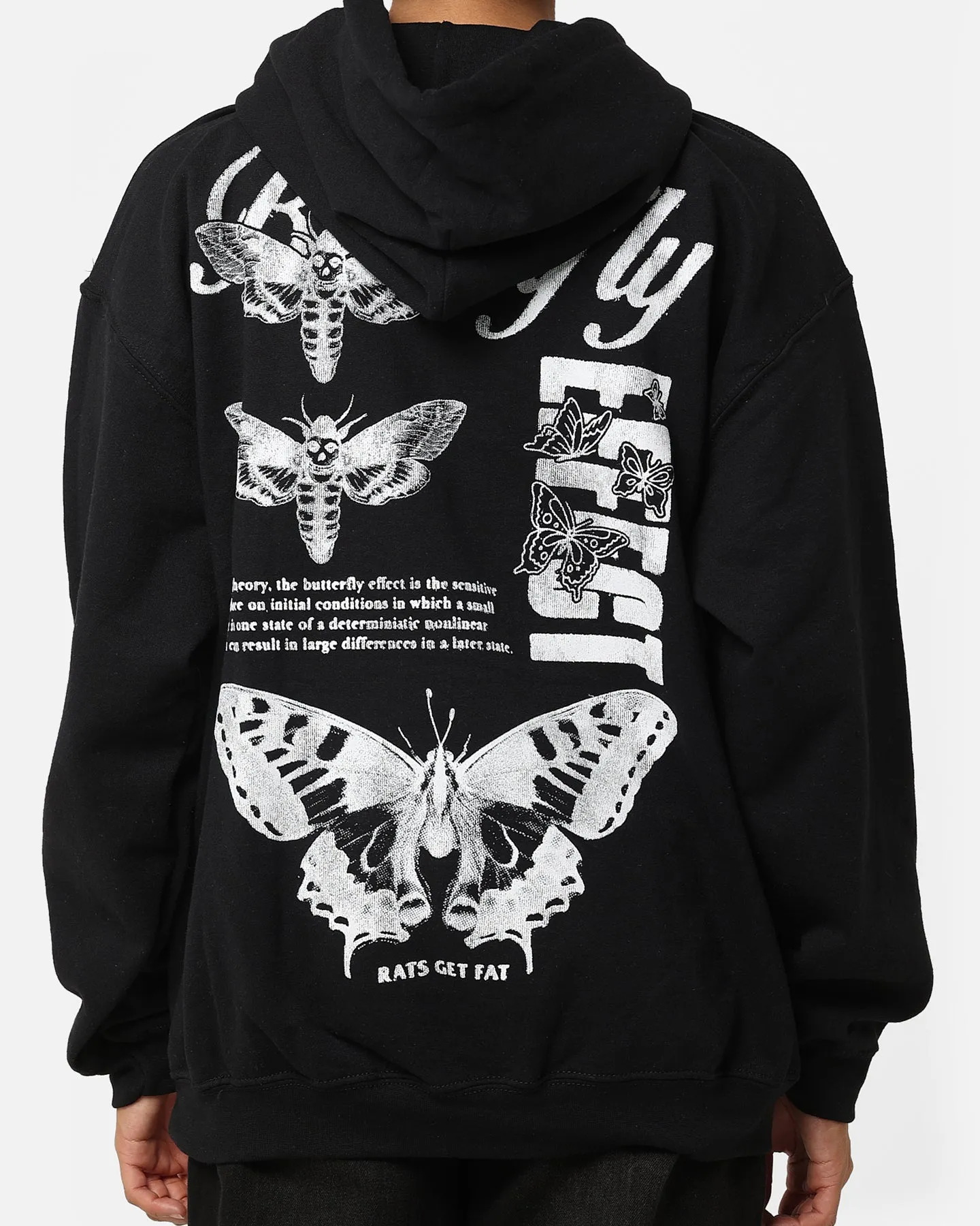 Rats Get Fat Butterfly Effect Hoodie Black Compact Packable Design Adore