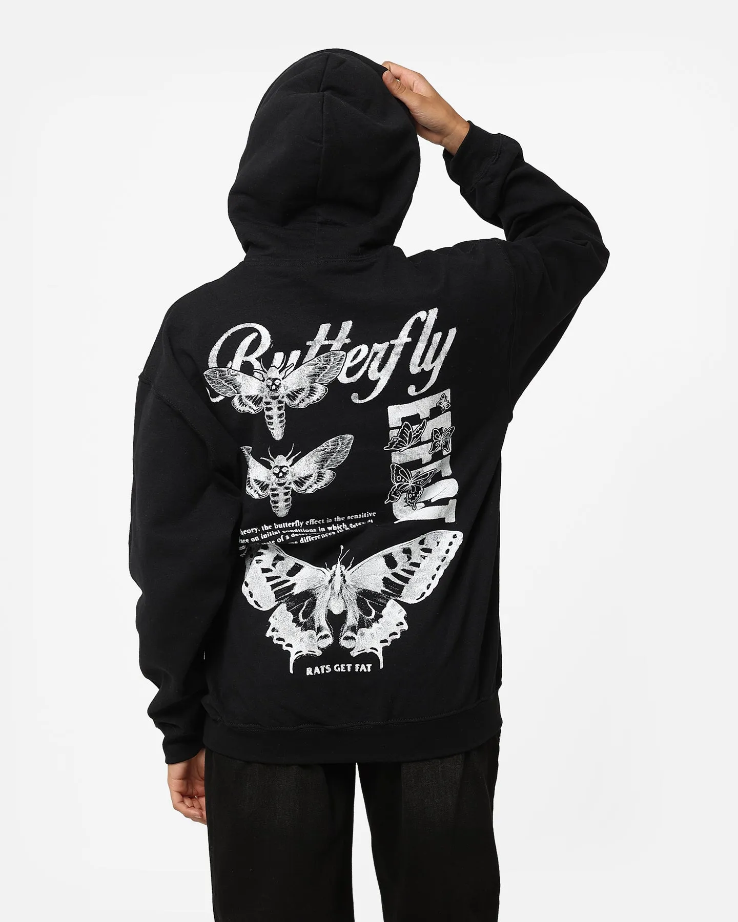 Anti-static Rats Get Fat Butterfly Effect Hoodie Black