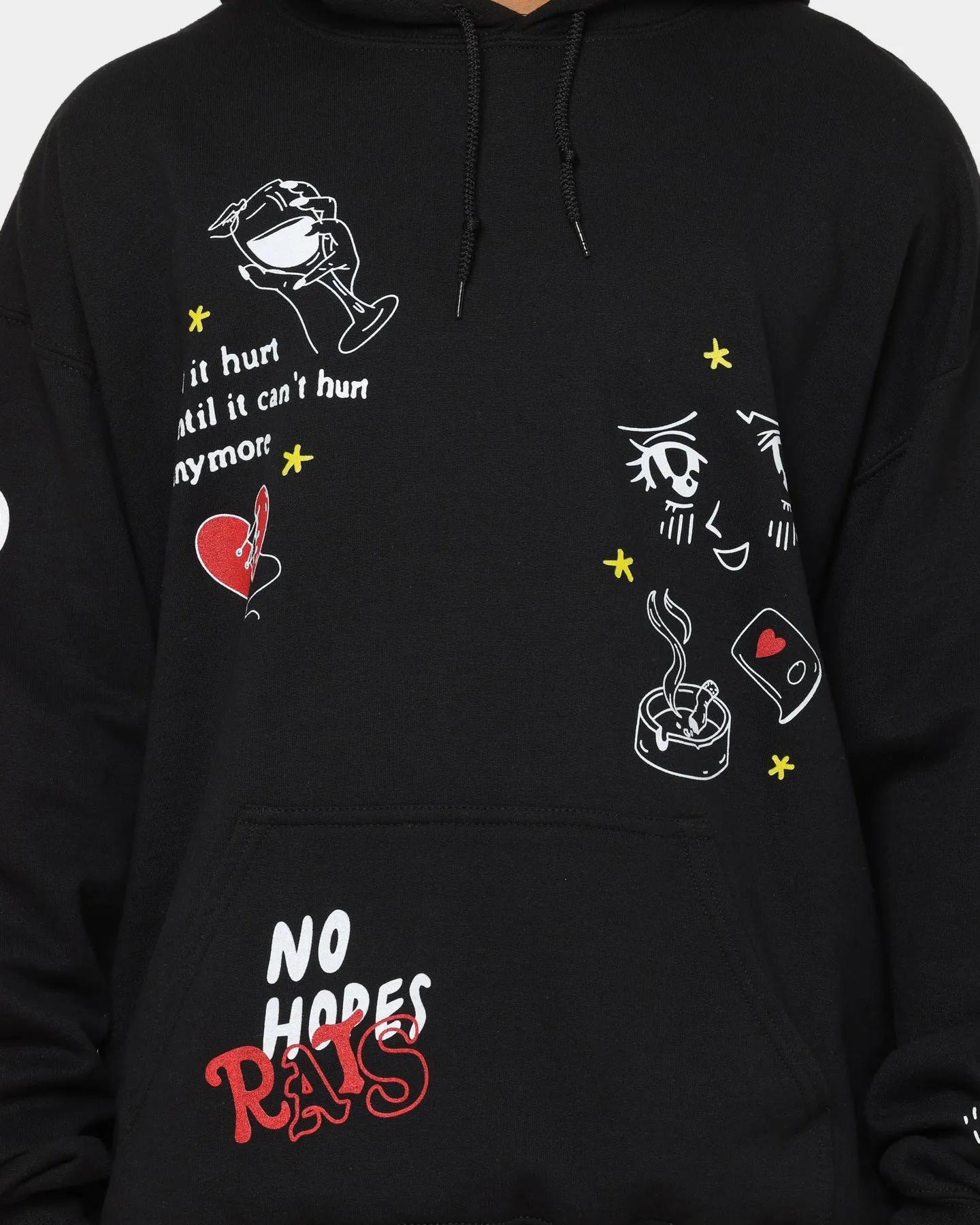 Rats Get Fat No Hope Hoodie Black Tear Resistant Fabric Sporty Look