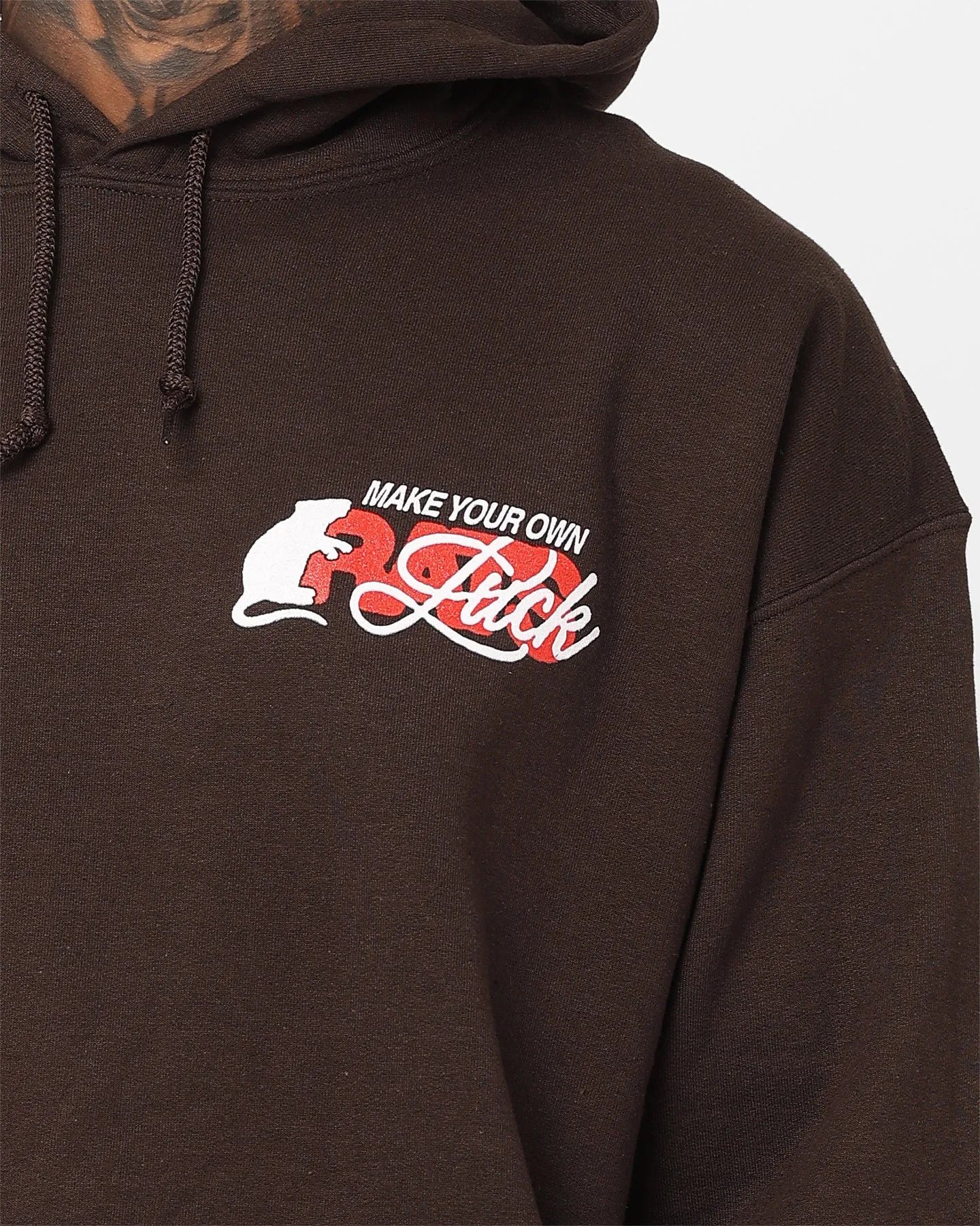 cloudy Rats Get Fat Own Luck Hoodie Brown