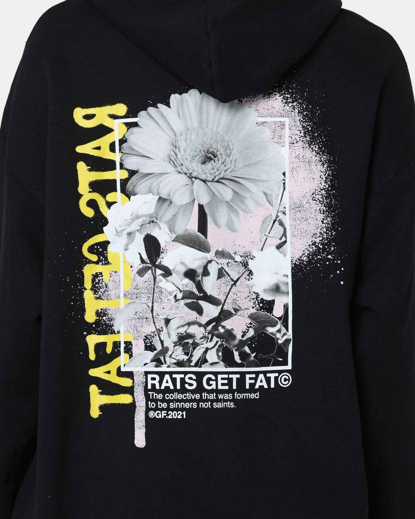 Rats Get Fat Paint Flower Hoodie Black Infatuation Compression Packed Design