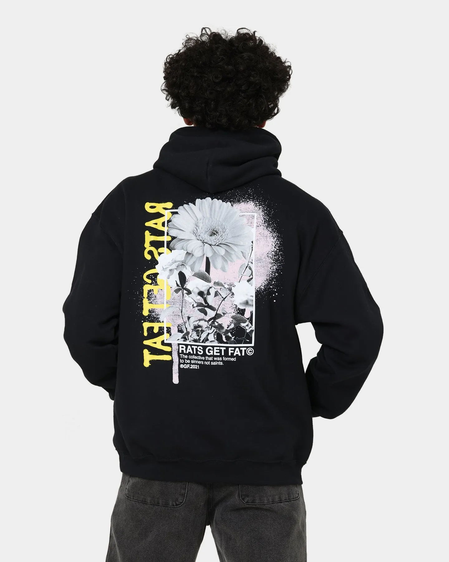 Rats Get Fat Paint Flower Hoodie Black Cool Weather Layer