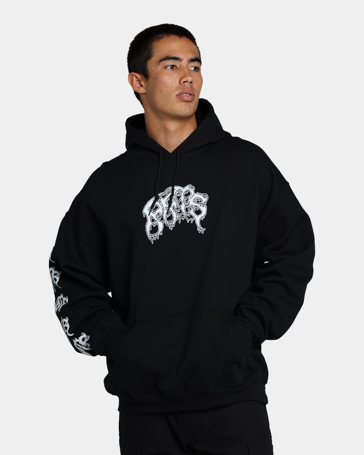 Sleek Fit High Collar Fit Rats Get Fat Rats Warrior Hoodie Black