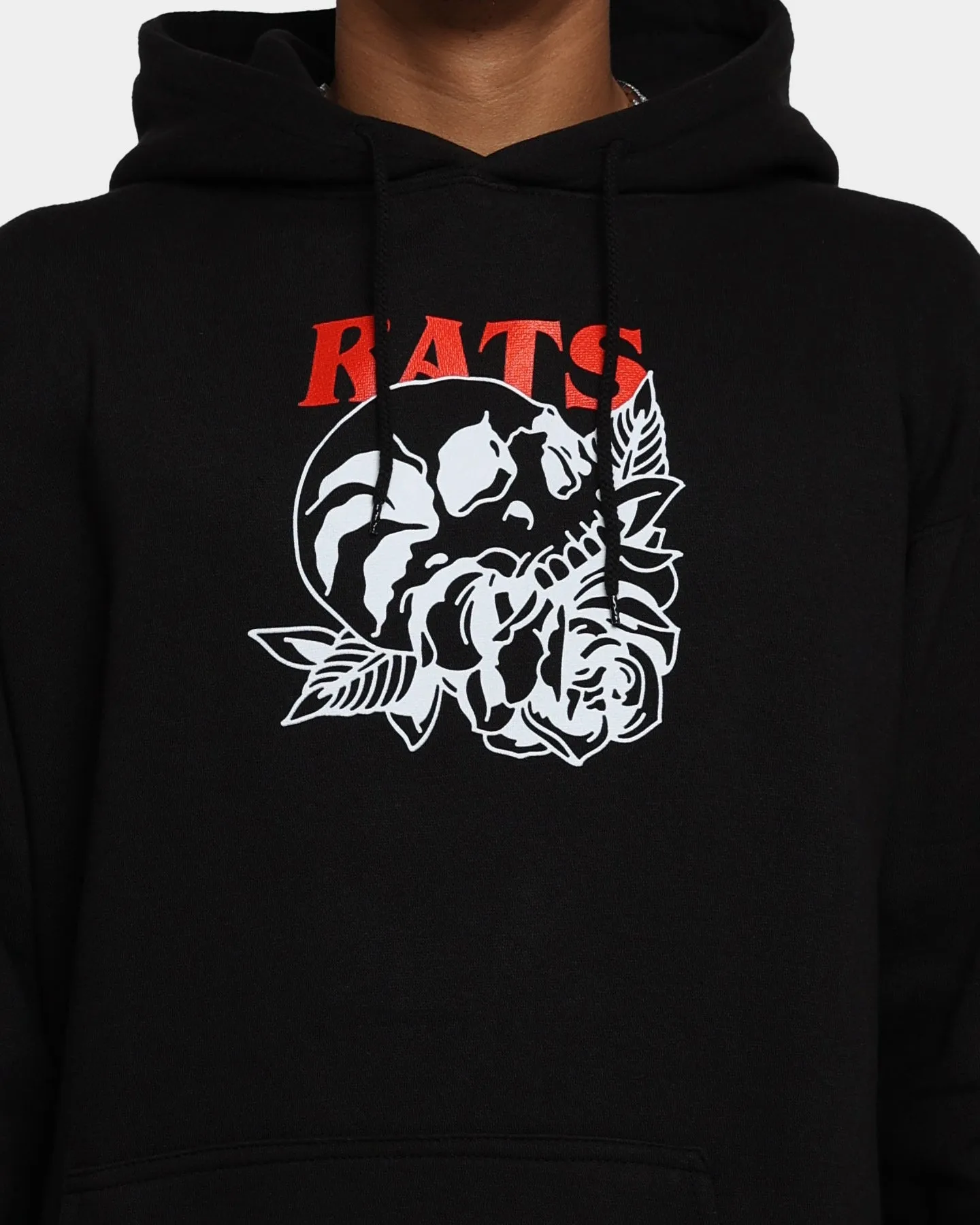 Rats Get Fat Skull Rose Hoodie Black Decal Persist