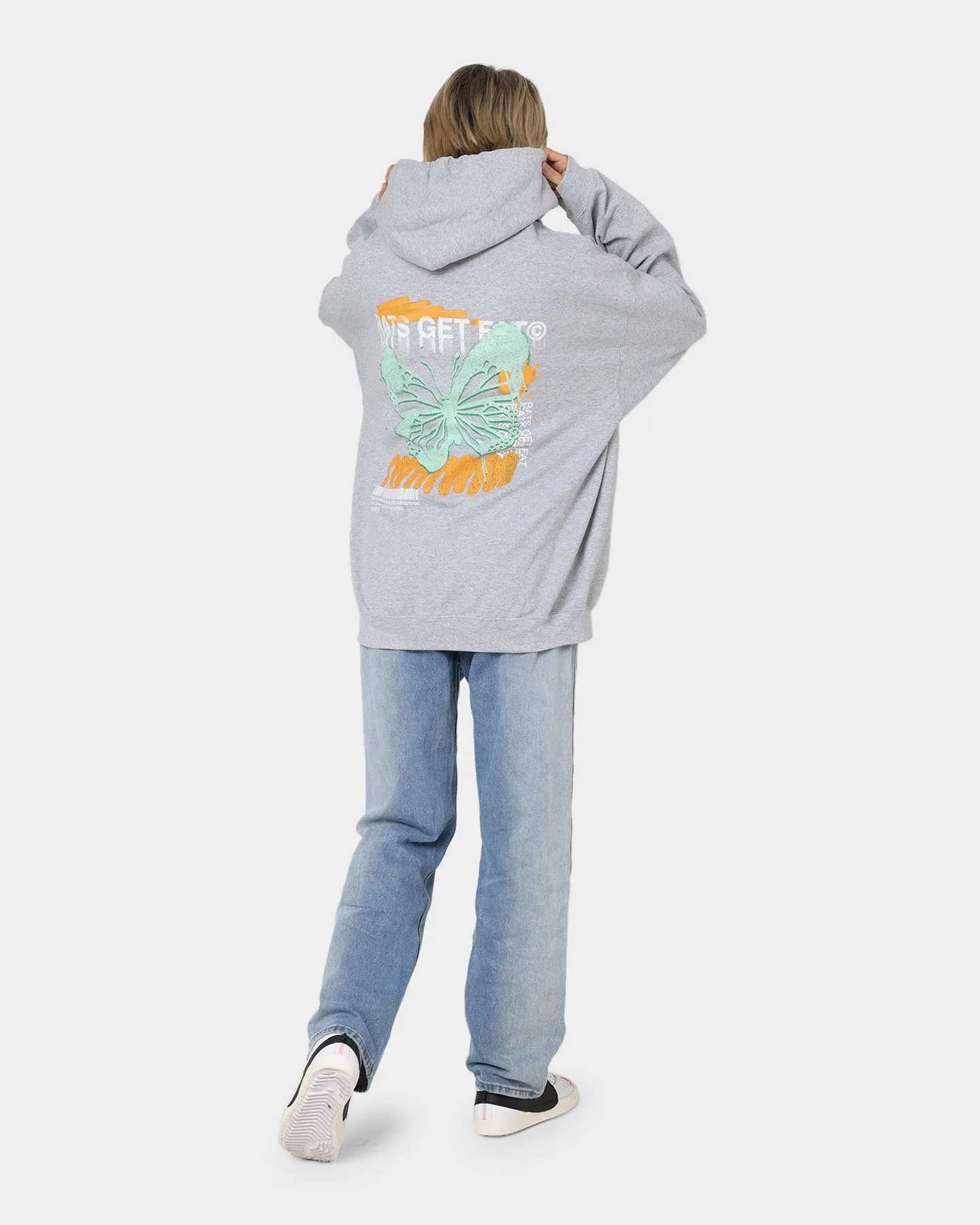 Rats Get Fat Spray Butterfly Hoodie Grey Soft Touch