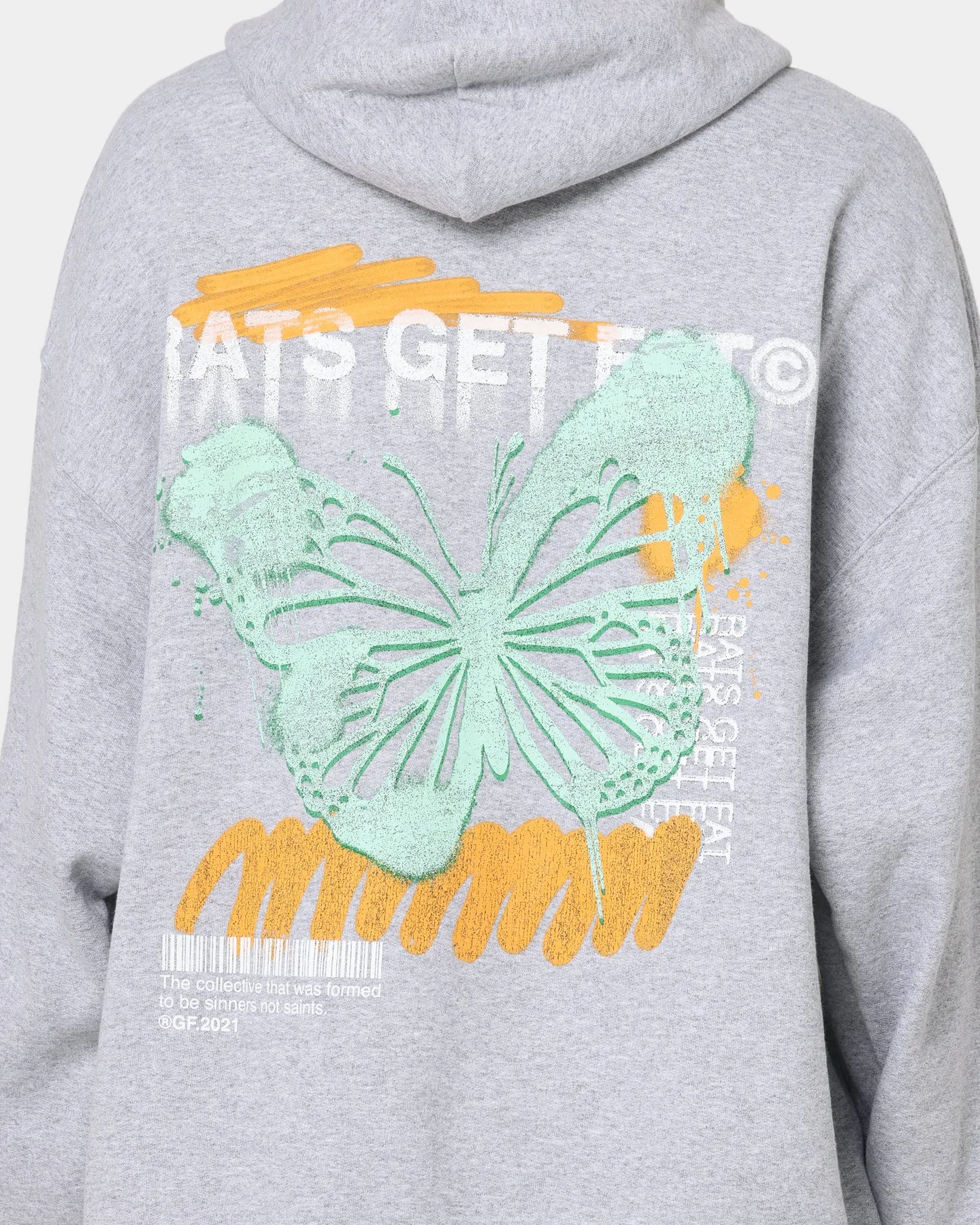 Outdoor Use Rats Get Fat Spray Butterfly Hoodie Grey