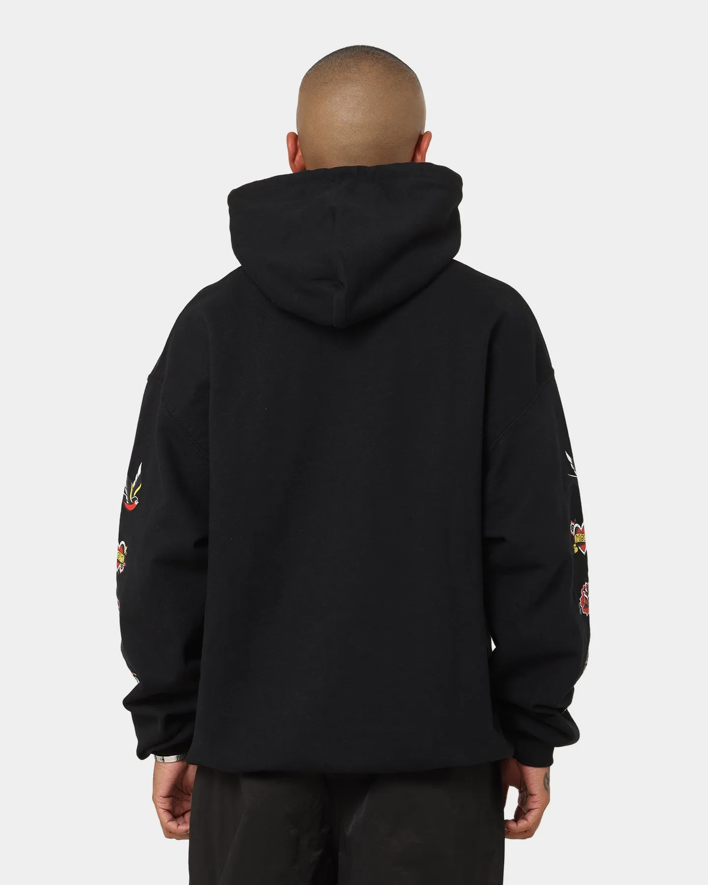 Quick Dry Coating Rats Get Fat Tattoo Print Hoodie Black