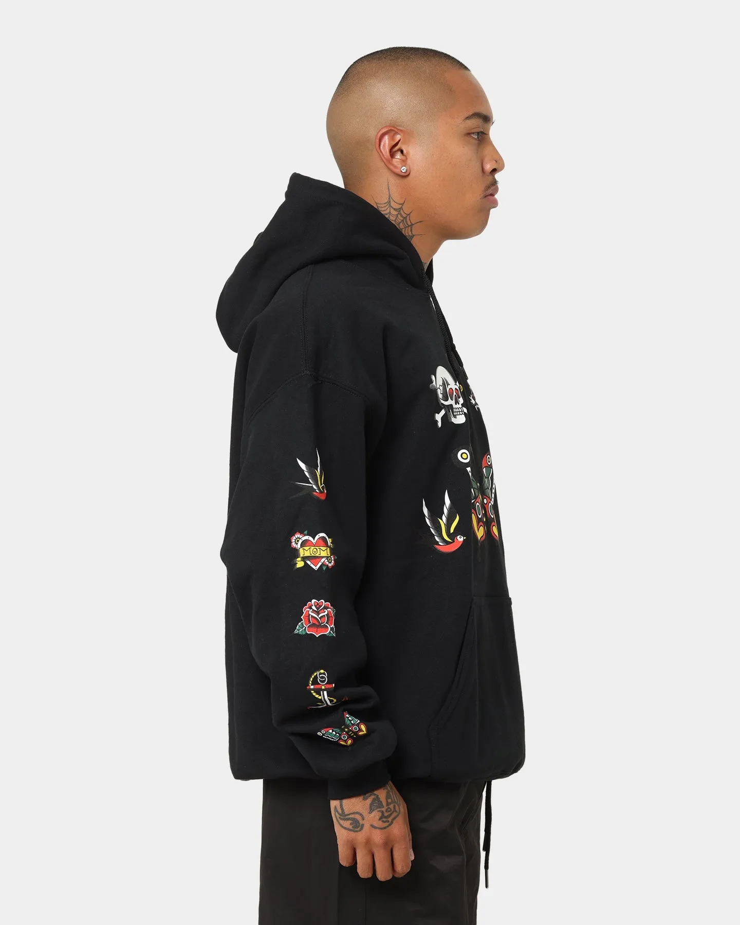 Rats Get Fat Tattoo Print Hoodie Black Adventure Ready