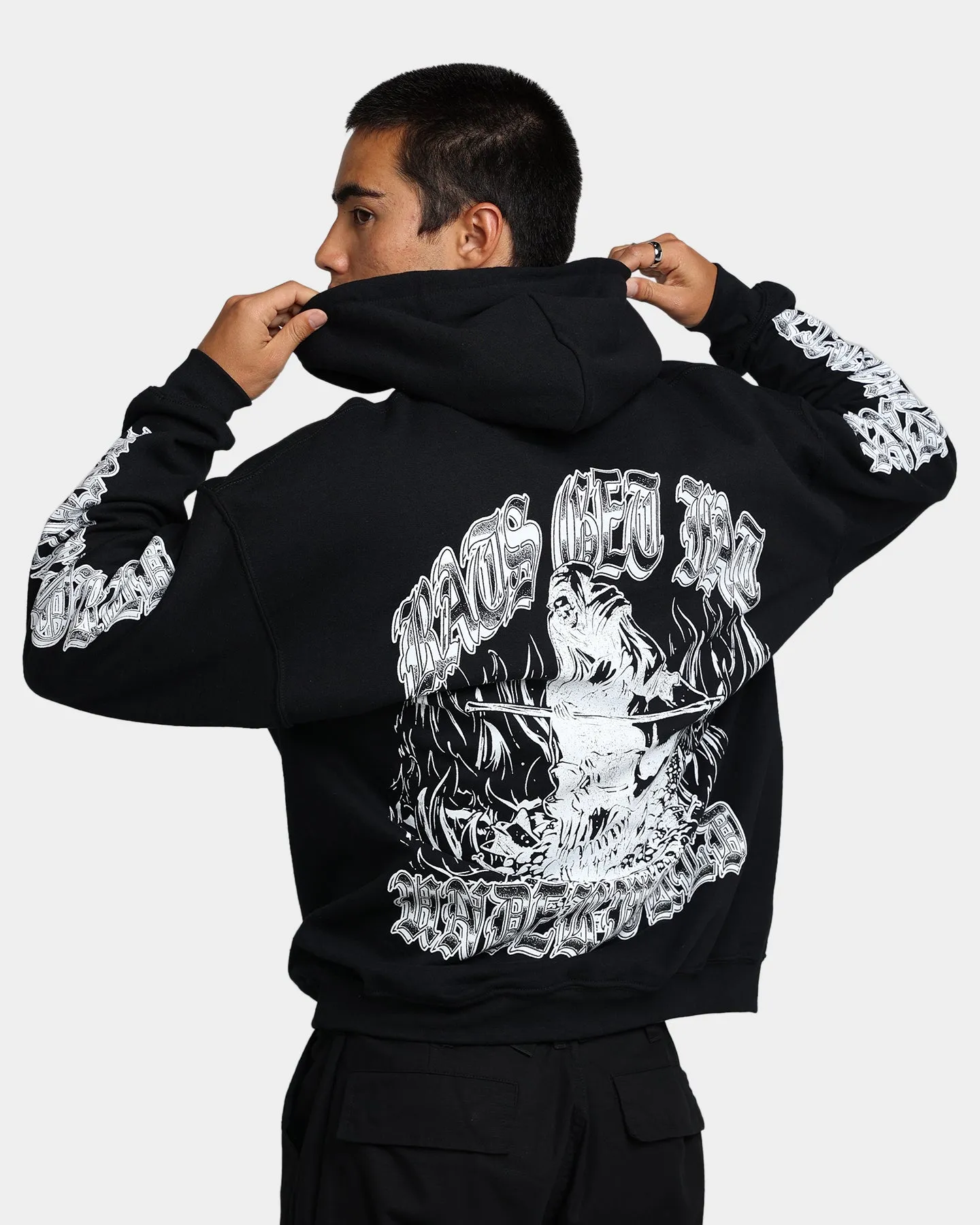 Flexible Neckline Soft inner layer Rats Get Fat Underworld Hoodie Black