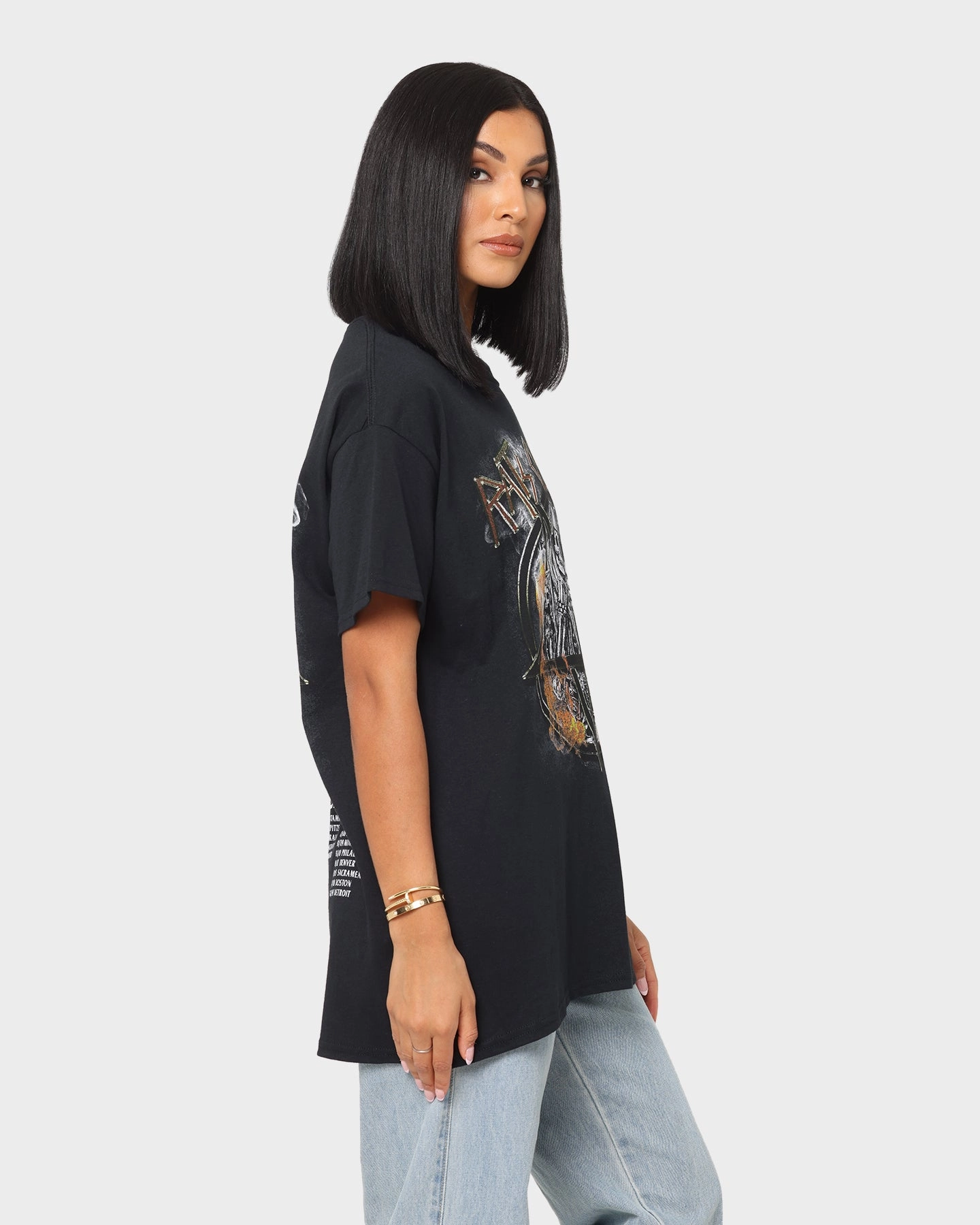 Ergonomic Cut Soft Feel Rats Get Fat American Tour Vintage T-Shirt Black