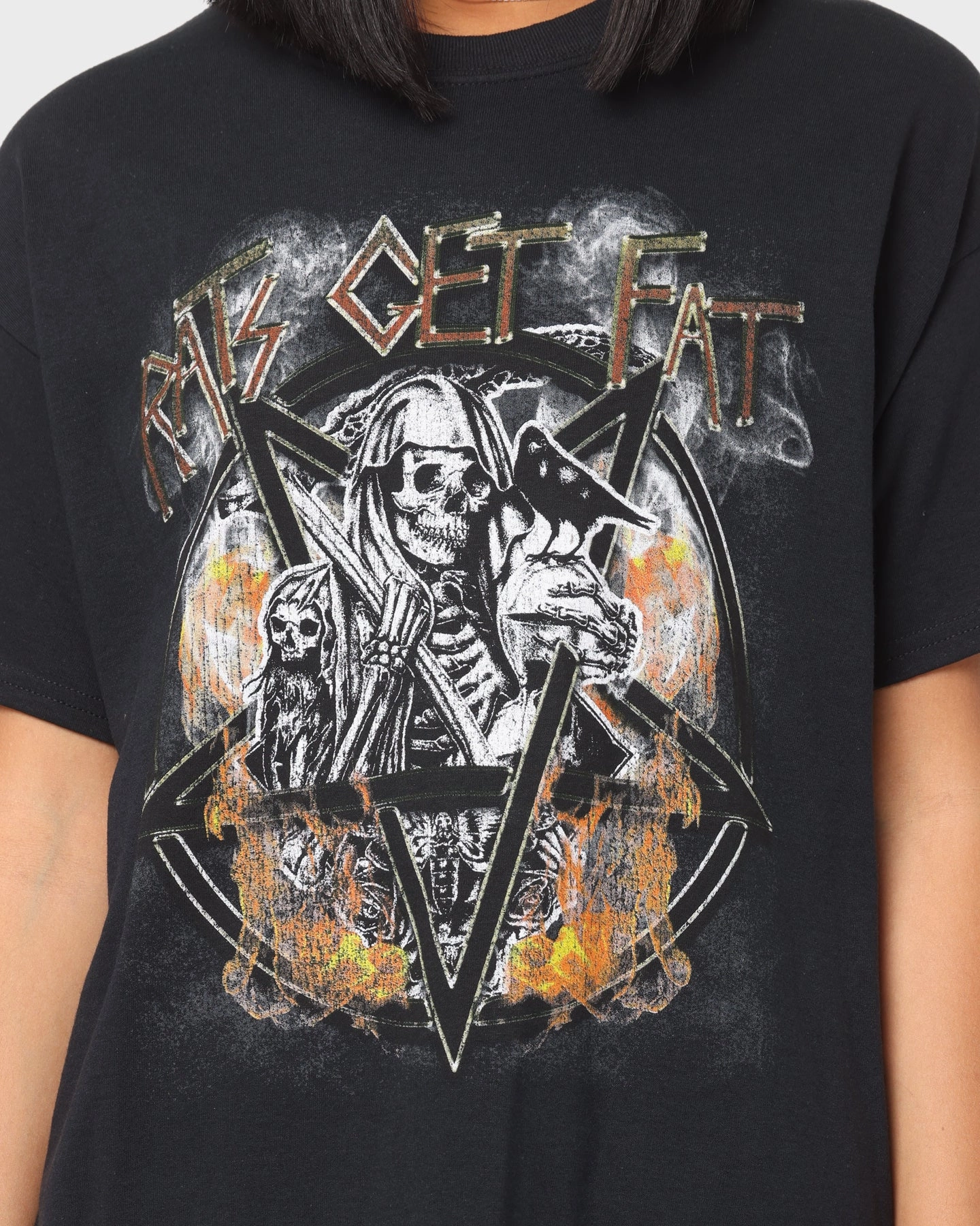 Temperature Regulating Fabric Rats Get Fat American Tour Vintage T-Shirt Black