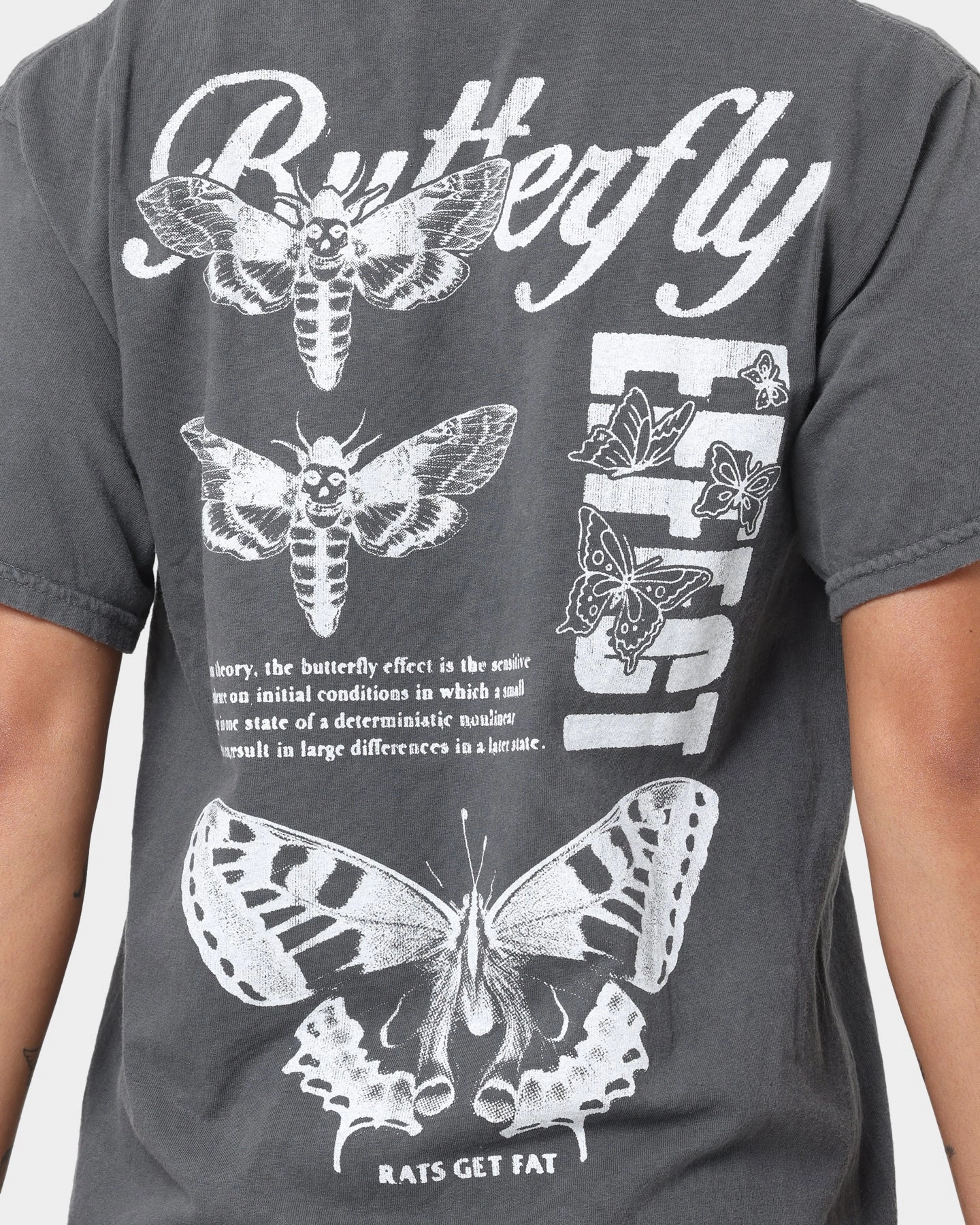 Rats Get Fat Butterfly Effect Vintage T-Shirt Off Black Sporty essentials Weekend Comfort Wear