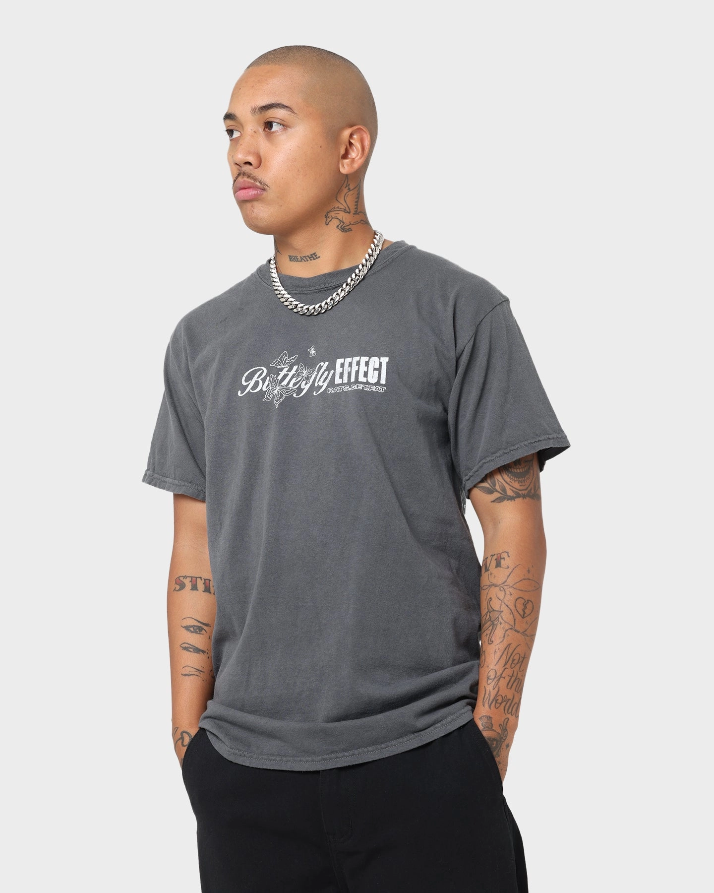 Relaxed Wearable Rats Get Fat Butterfly Effect Vintage T-Shirt Off Black