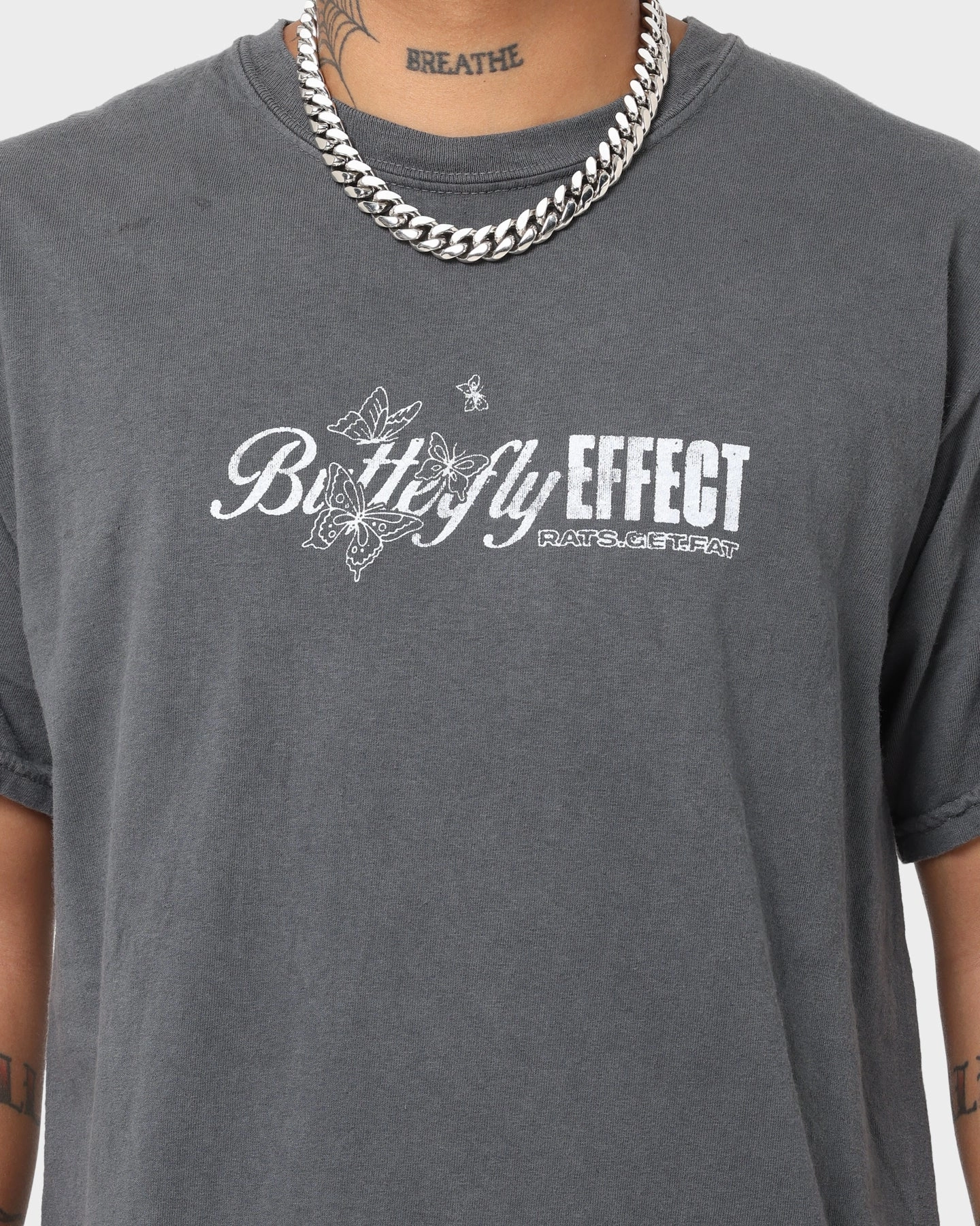 Rats Get Fat Butterfly Effect Vintage T-Shirt Off Black Daily Comfort Style Trendy popularity