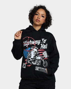 Rats Get Fat Highway To Hell Hoodie Black Trendy Accessory Expandable Sleeve Cuffs