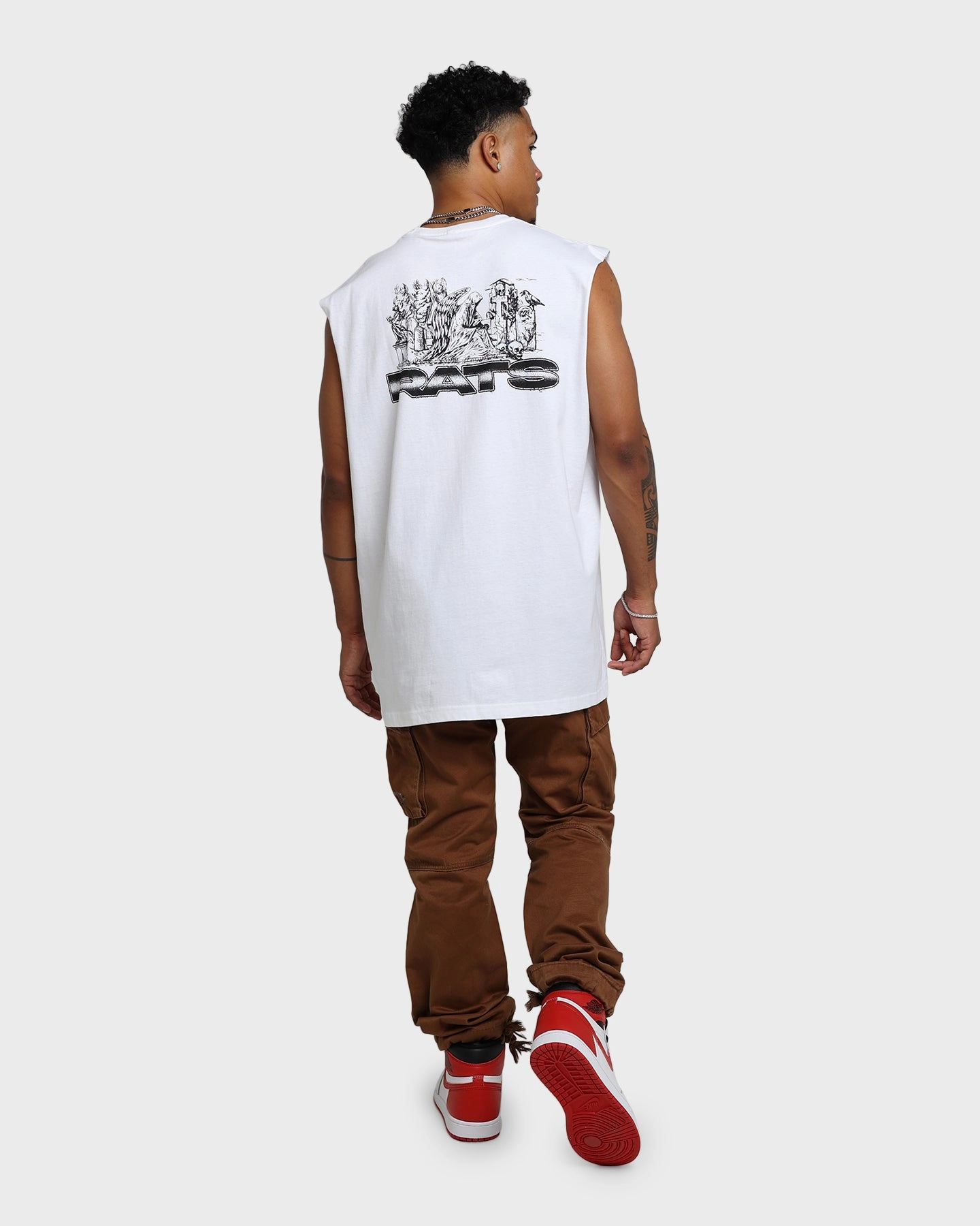 Rats Get Fat Memorial Muscle T-Shirt White Breathable knit