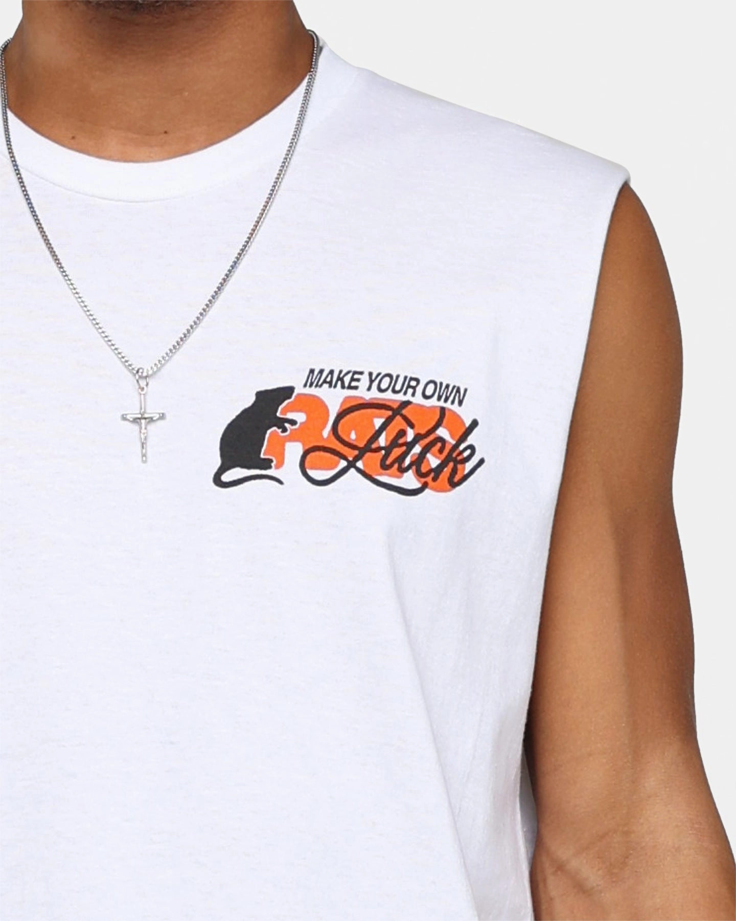 Rats Get Fat Own Luck Muscle T-Shirt White Casual Essential Wear Sun Protection