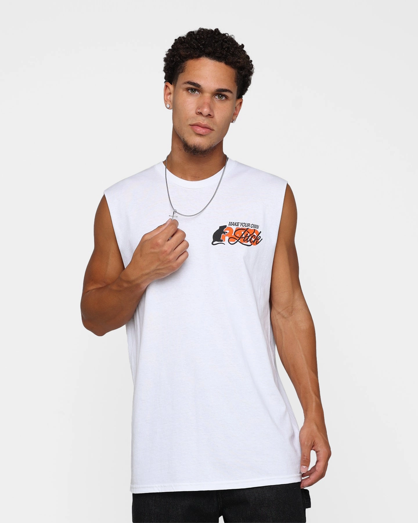 Seasonal Fashion Office Casual Rats Get Fat Own Luck Muscle T-Shirt White