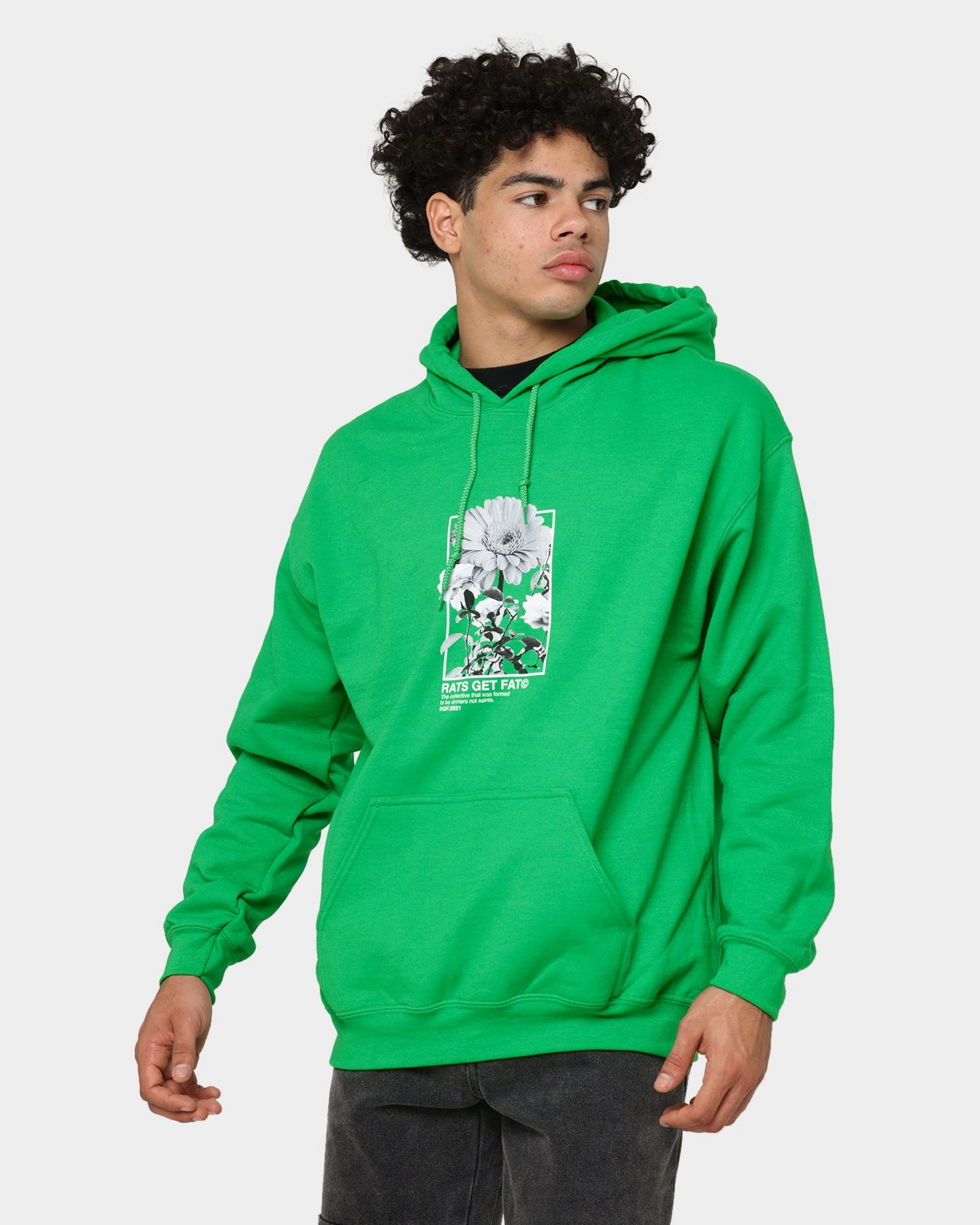 Rats Get Fat Paint Flower Hoodie Green Flexible Layer