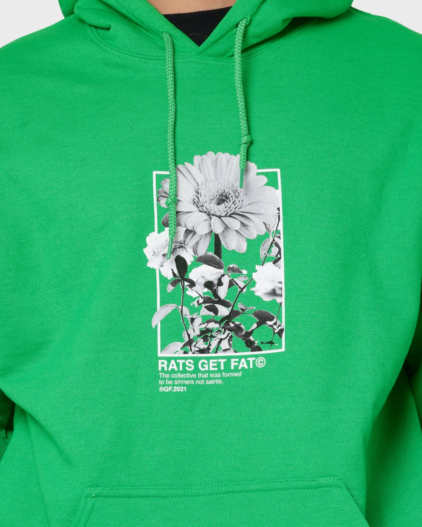 Youth Rats Get Fat Paint Flower Hoodie Green