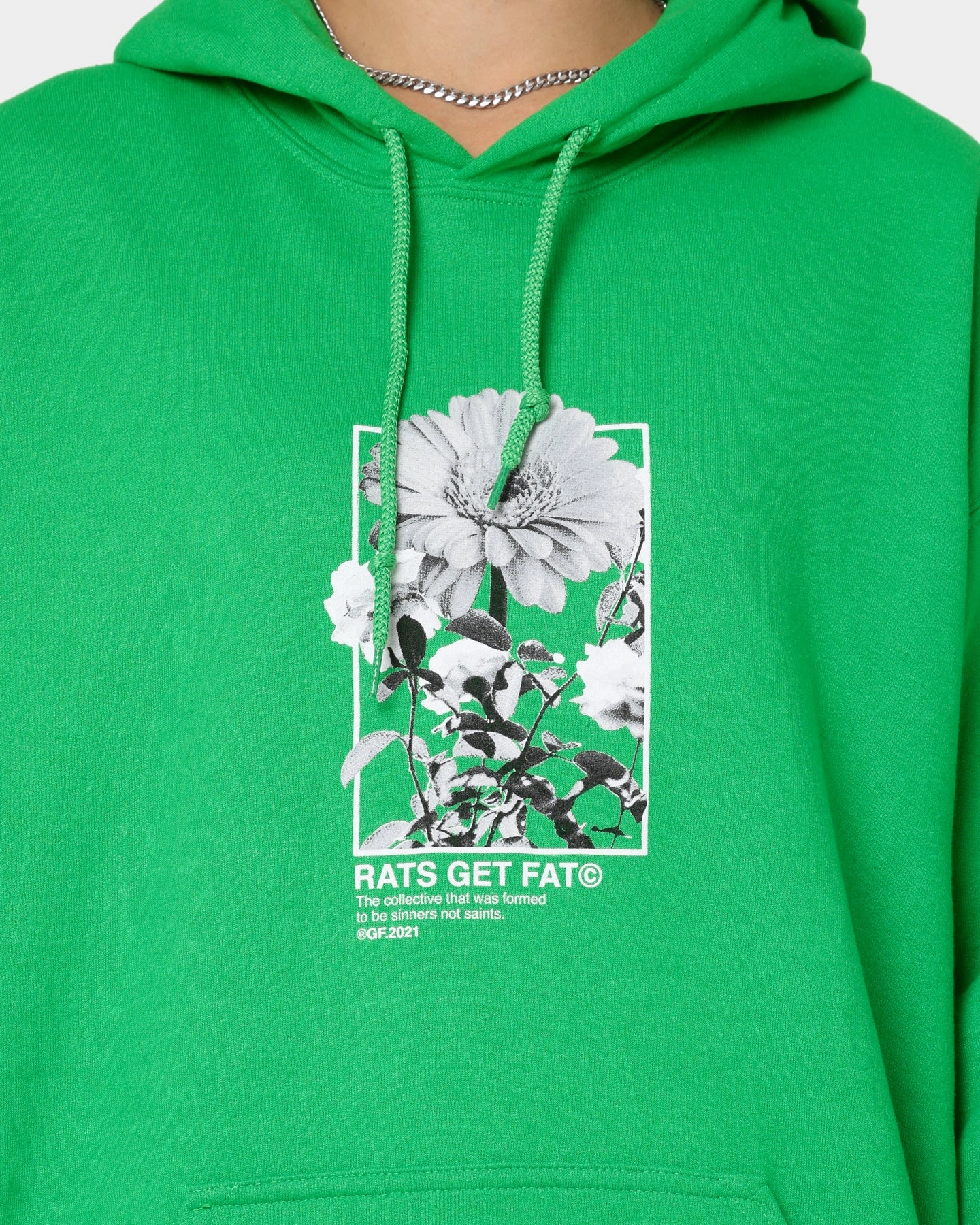 Rats Get Fat Paint Flower Hoodie Green Travel Comfort