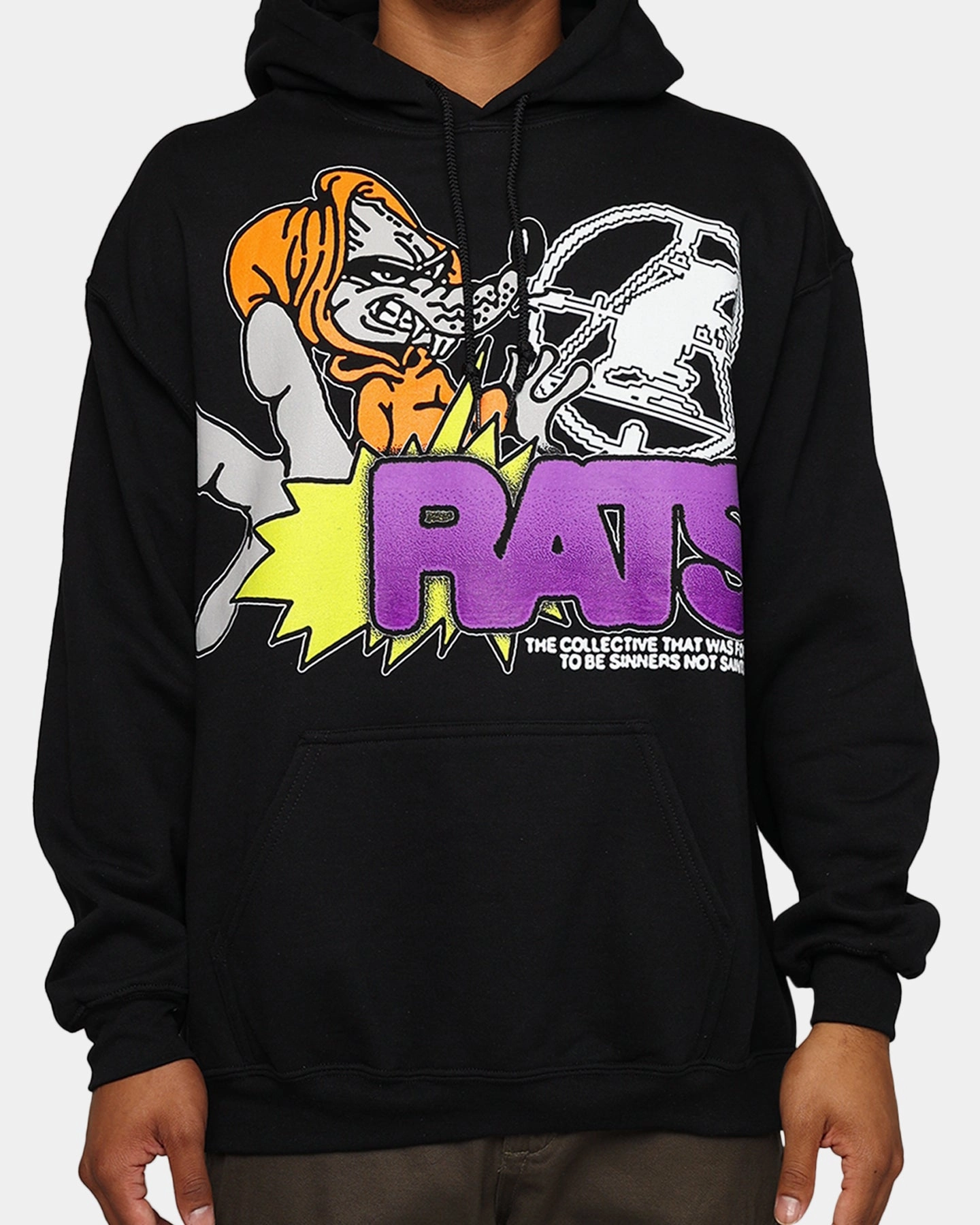 Eco Friendly Insulation Winter Layers Rats Get Fat Ratpack Hoodie Black