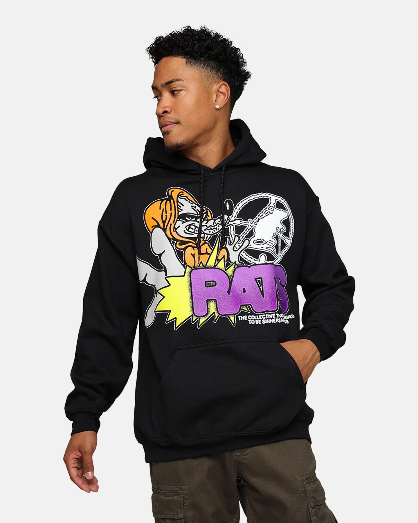 elastic waistband Rats Get Fat Ratpack Hoodie Black