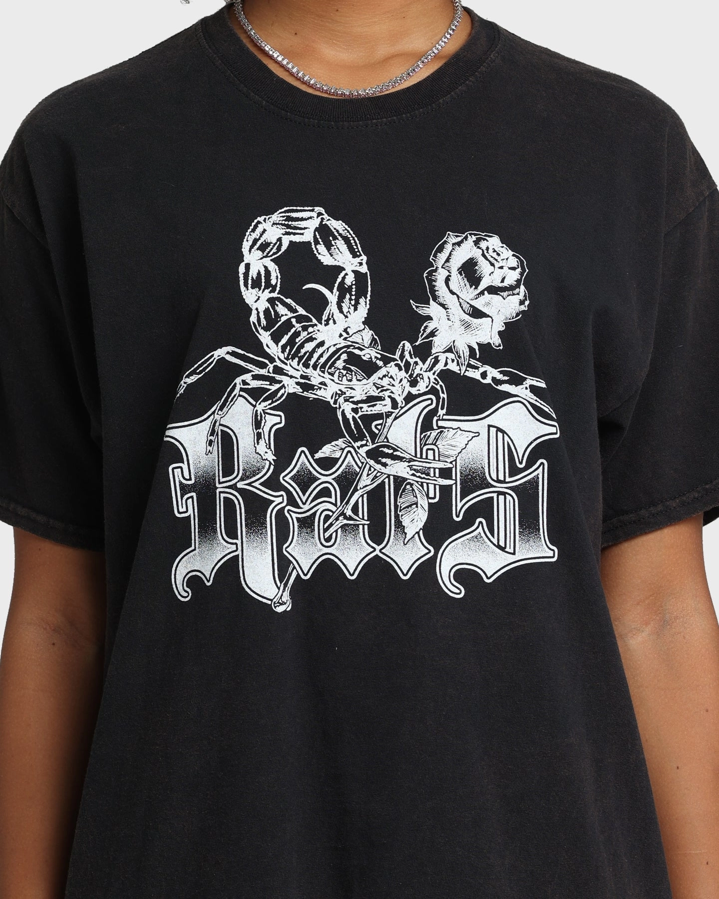 Rats Get Fat Scorpion T-Shirt Black Wash Organic Cotton UV Protective Coating