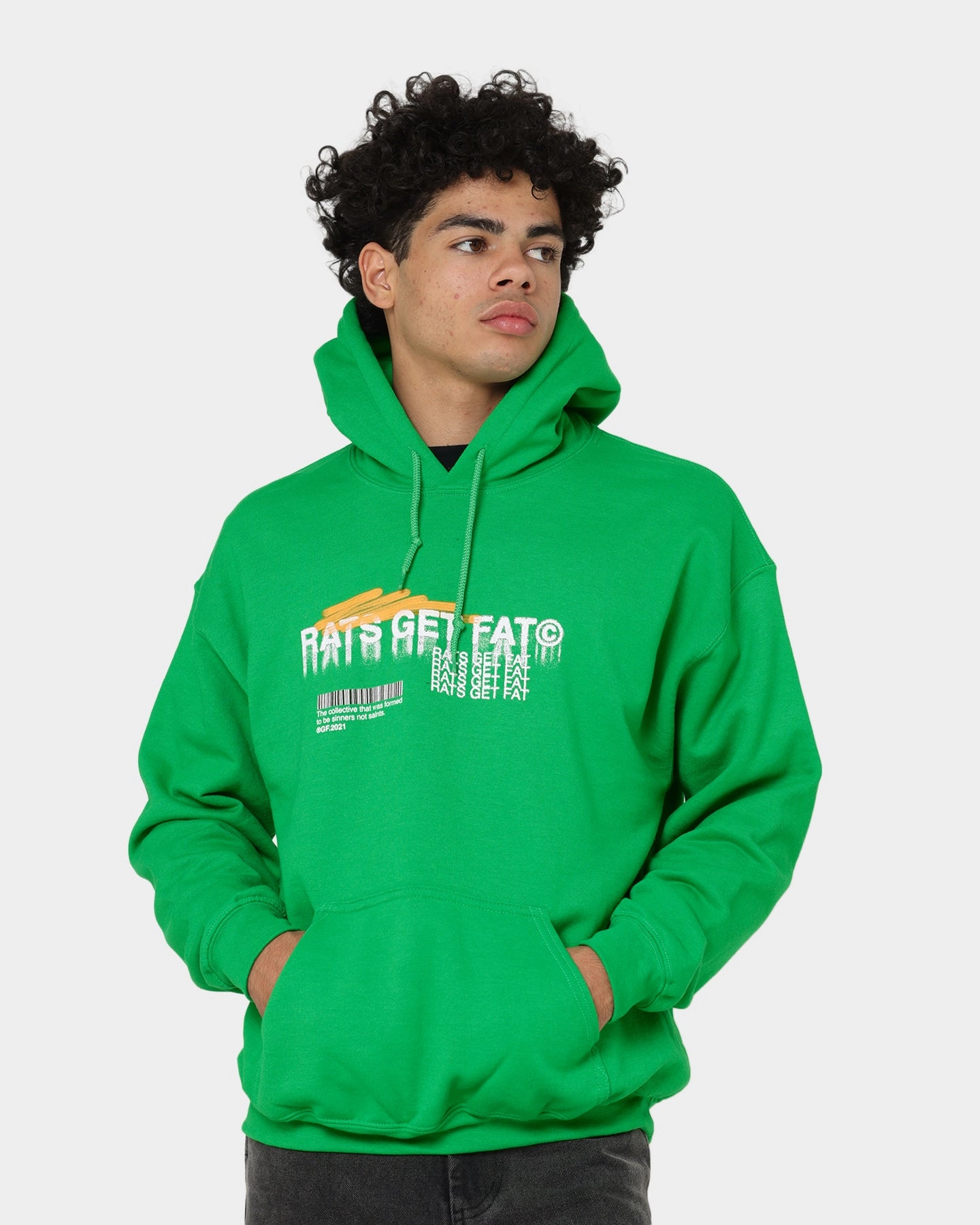 Glittery accents Jaguar like Rats Get Fat Spray Butterfly Hoodie Green