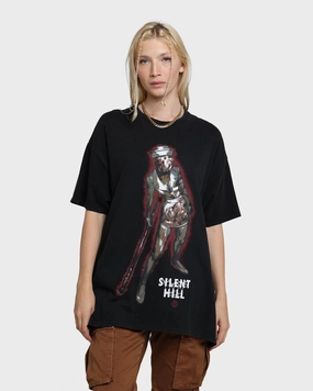 Rats Get Fat X Silent Hill Bubble Head Nurse Vintage T-Shirt Black Wash Sporty Appeal Minimal Comfort