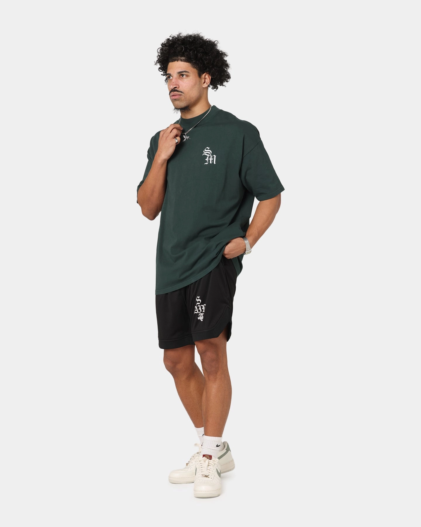 Saint Morta Gothic Stack Basketball Shorts Black Retroreflective Accents windproof