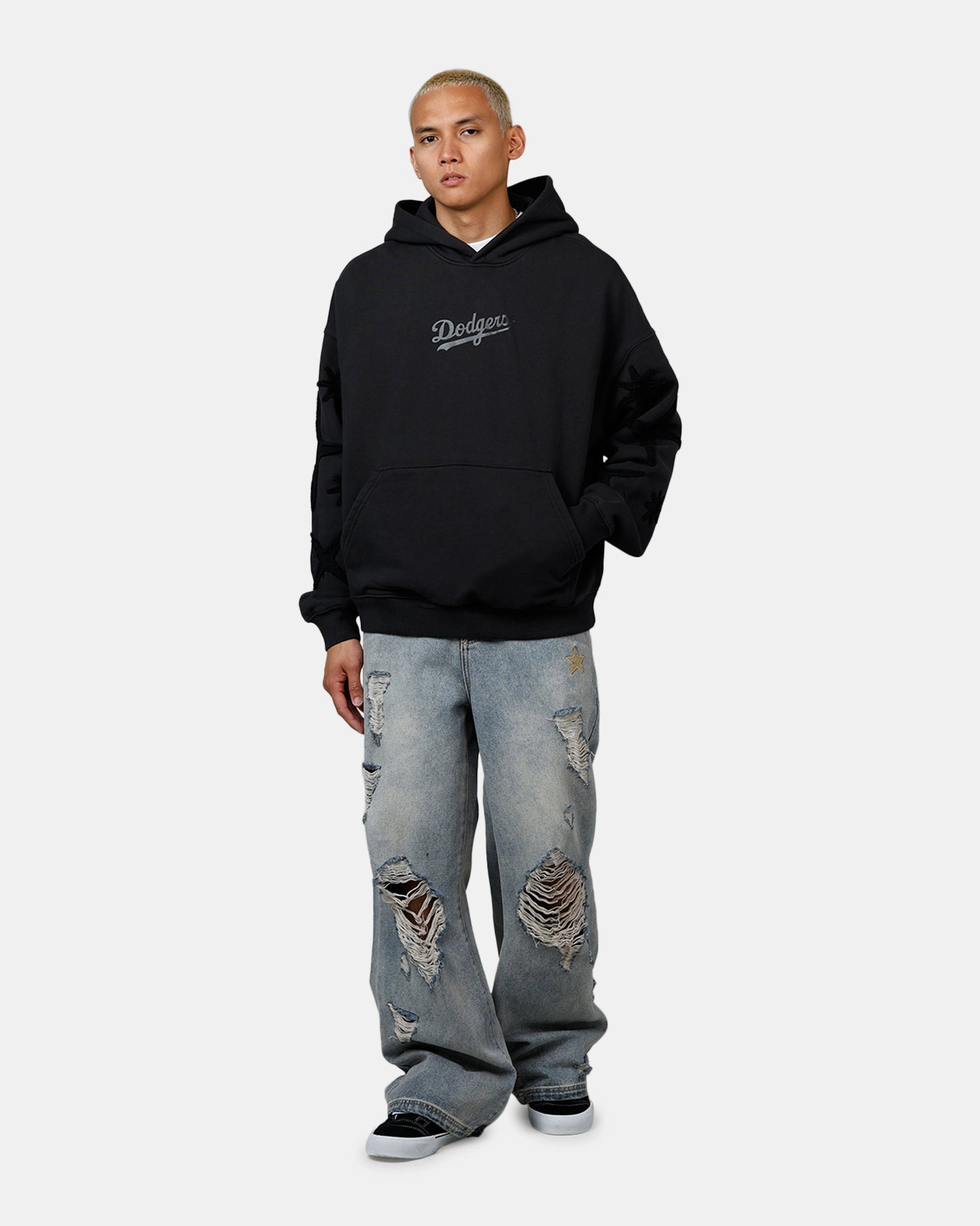 Mitchell & Ness Los Angeles Dodgers Starburst Hoodie Faded Black Internal Security Pocket