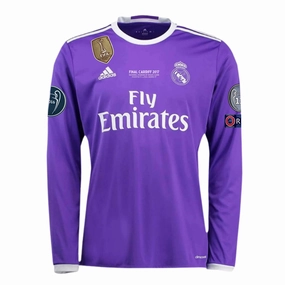 REAL MADRID 2016/17 AWAY CARDIFF FINAL JERSEY L/ SLEEVE All Purpose Design Microfiber Blend