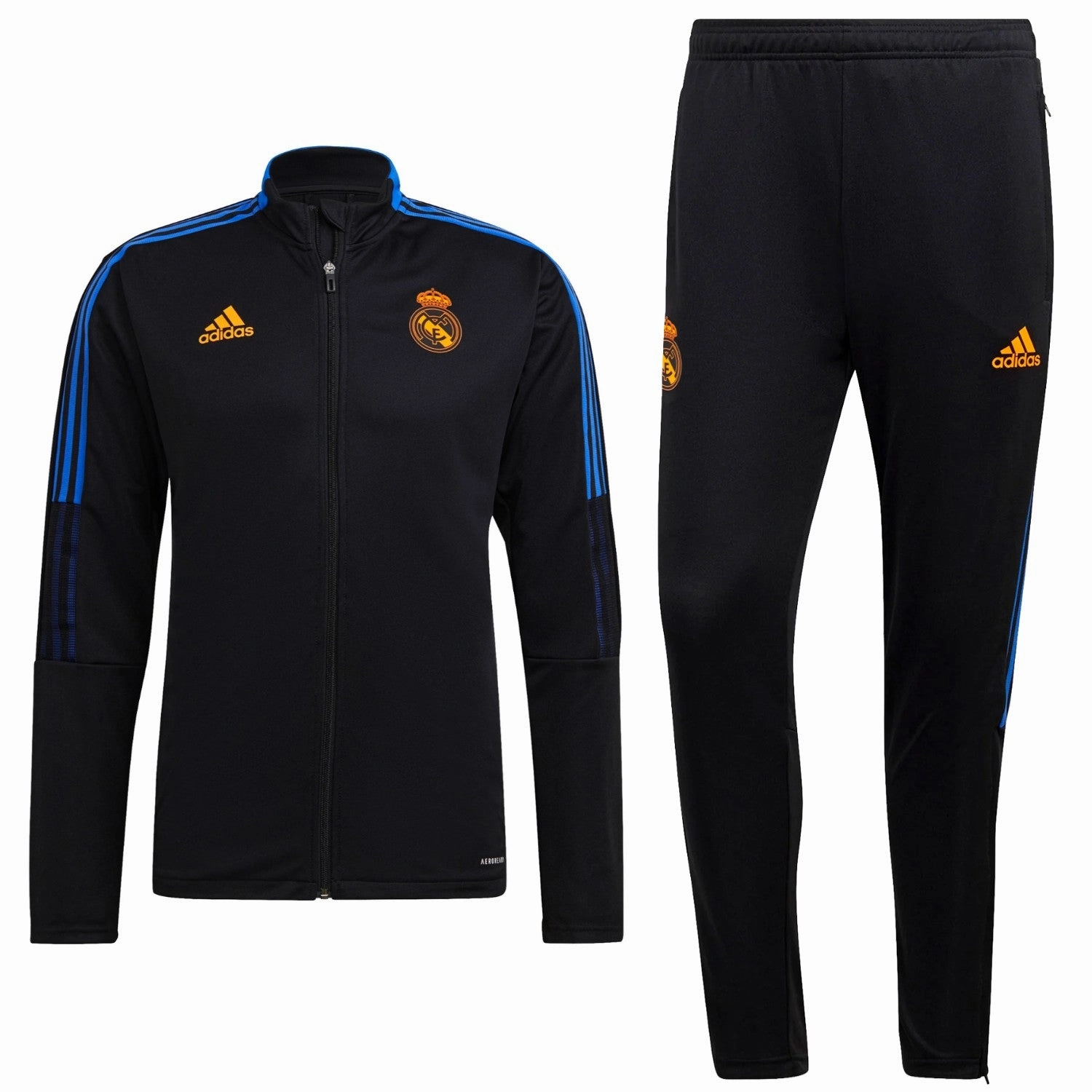 Real Madrid black training bench Soccer tracksuit 2021/22 - Adidas MoistureWicking