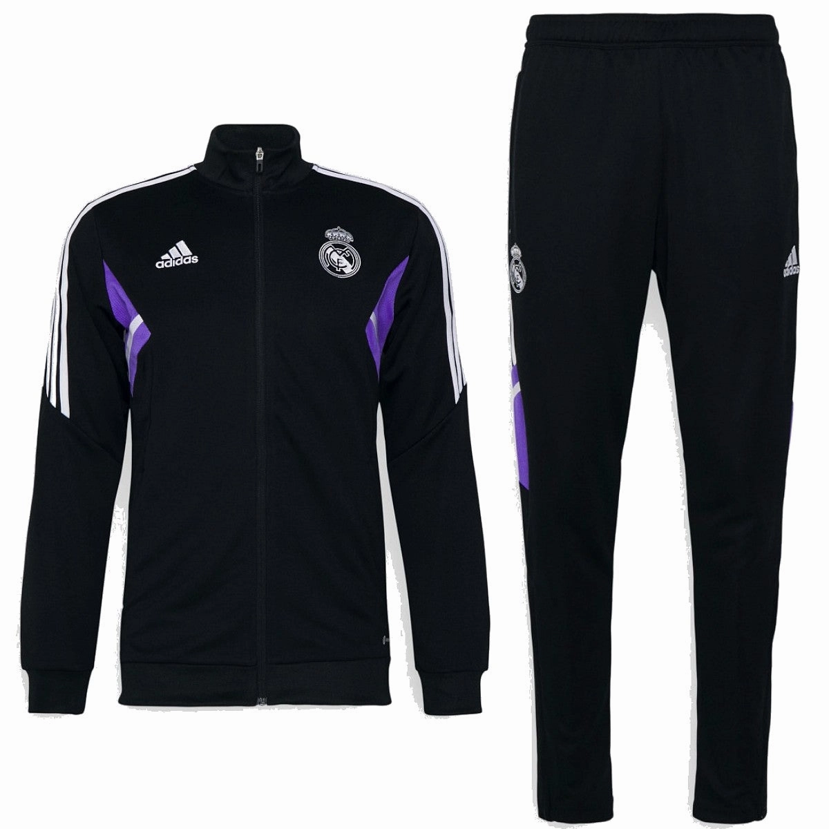 NonSlip Inner Grip Flatlock stitching Real Madrid black training bench Soccer tracksuit 2022/23 - Adidas