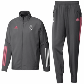 Abrasion-resistant Real Madrid grey presentation soccer tracksuit 2020/21 - Adidas