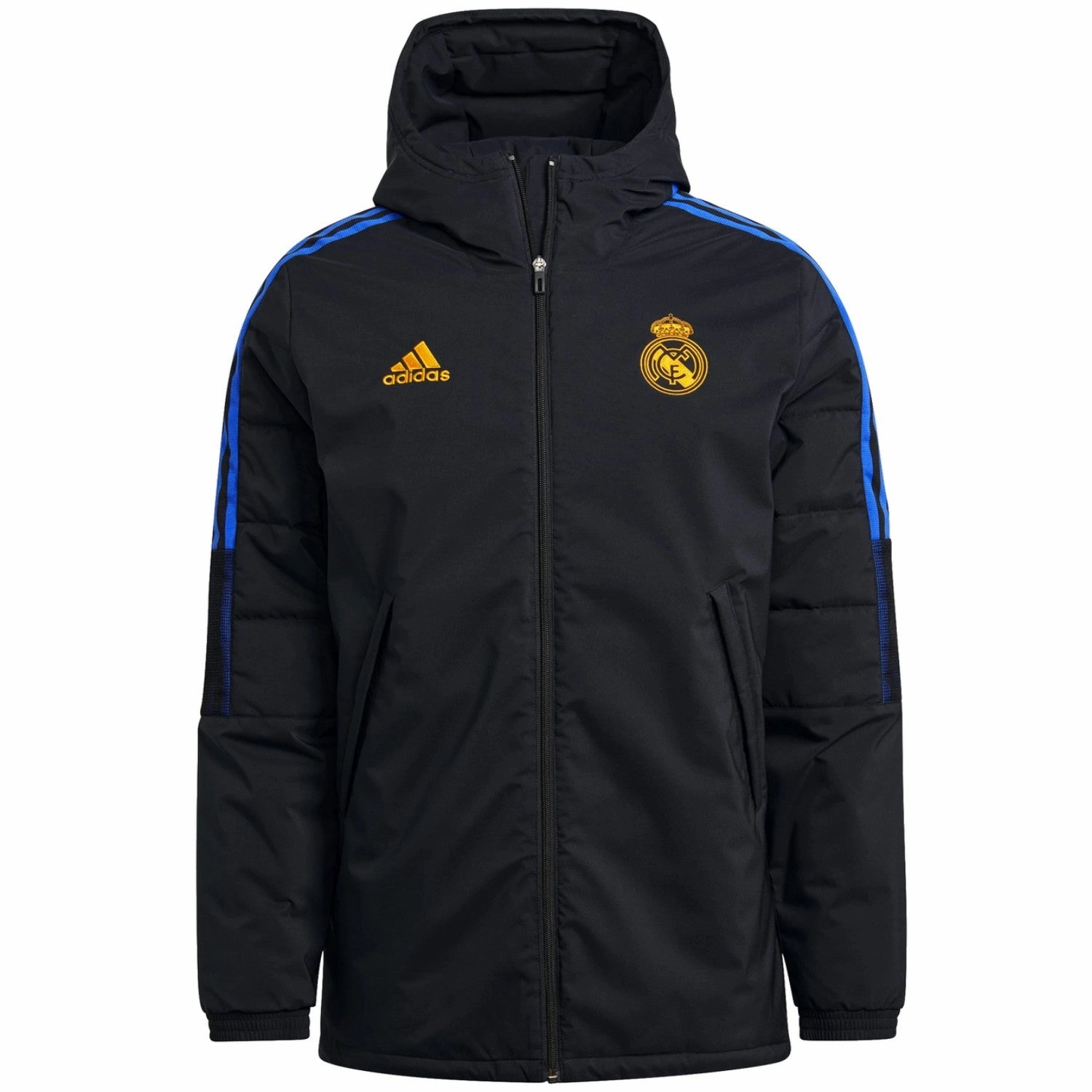 High-quality WrinkleResistant Texture Real Madrid winter training bench soccer jacket 2021/22 - Adidas