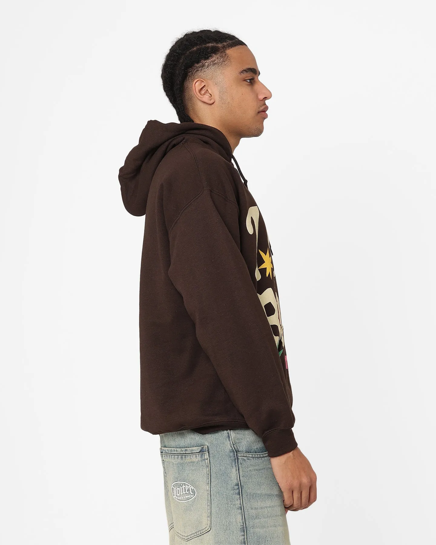 Goat Crew Just Wanna Rock Hoodie Brown Patchwork
