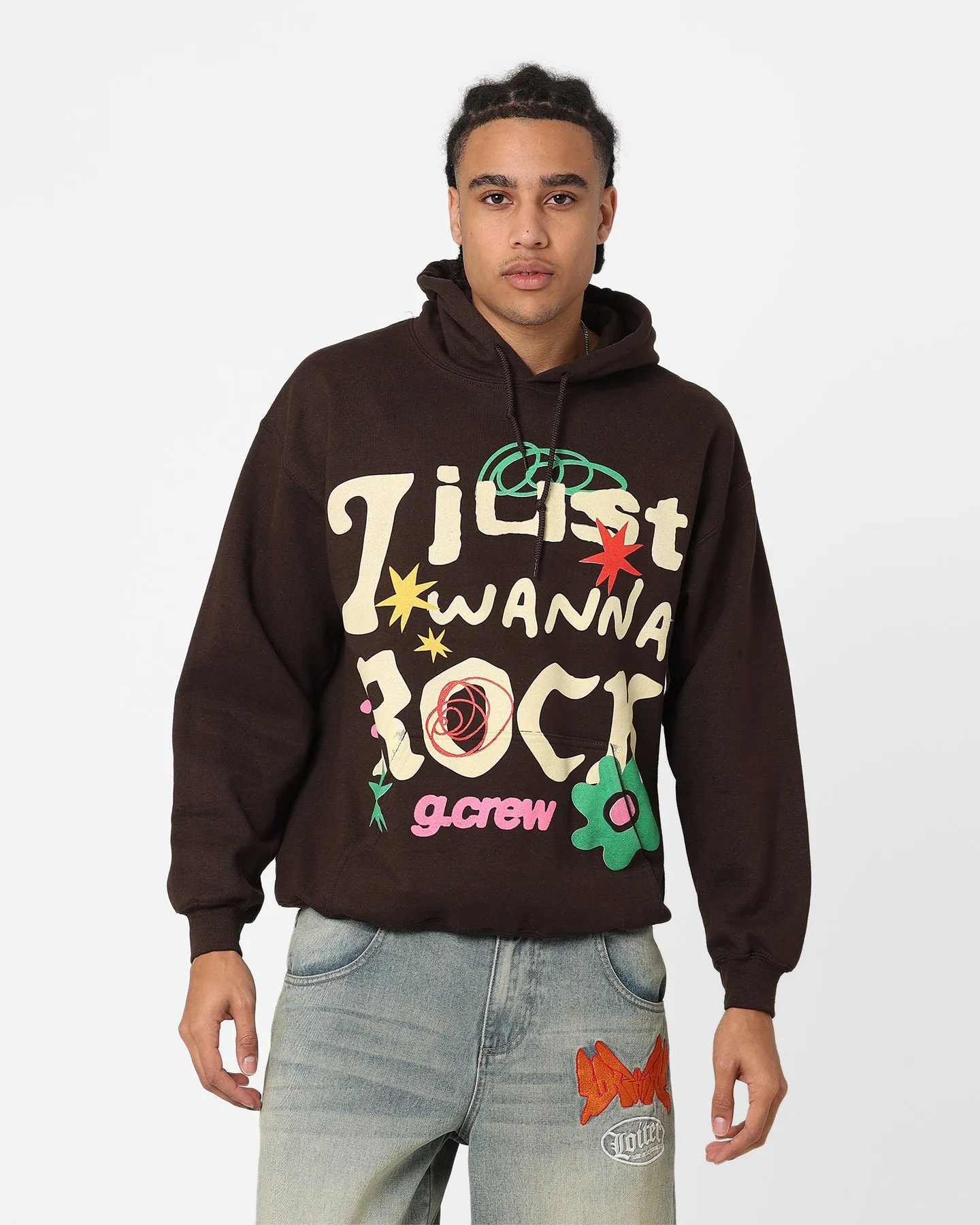 cultural festival Lightweight Waterproof Goat Crew Just Wanna Rock Hoodie Brown