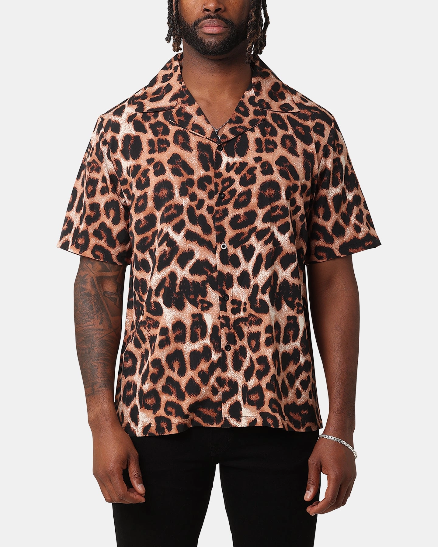 natural fiber Vintage Wash XXIII Leopard Button Up Shirt Leopard
