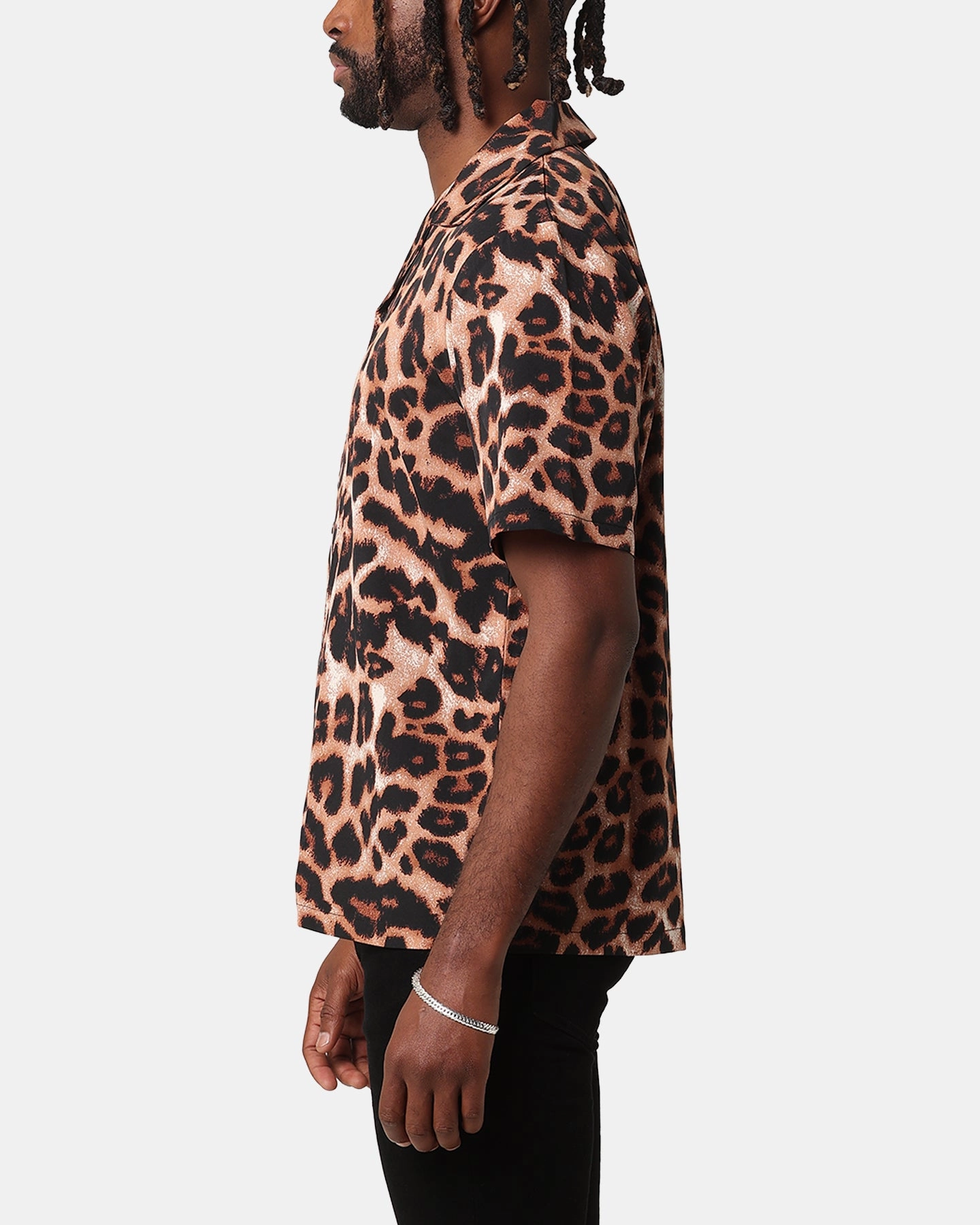 XXIII Leopard Button Up Shirt Leopard Mountain Retreat Multi Layer Stitching