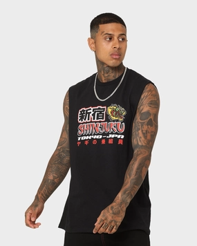 UV protected Urban Casual Look Goat Crew Shinjuku Muscle T-Shirt Black