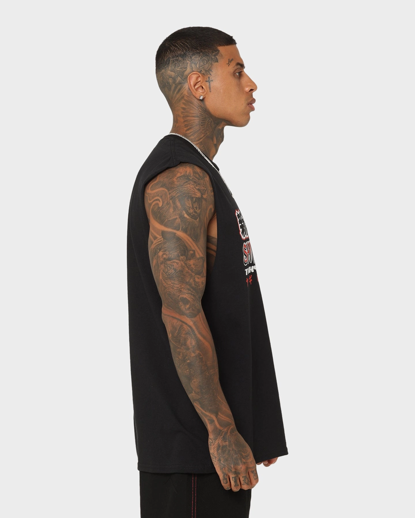 Curved Hem Goat Crew Shinjuku Muscle T-Shirt Black