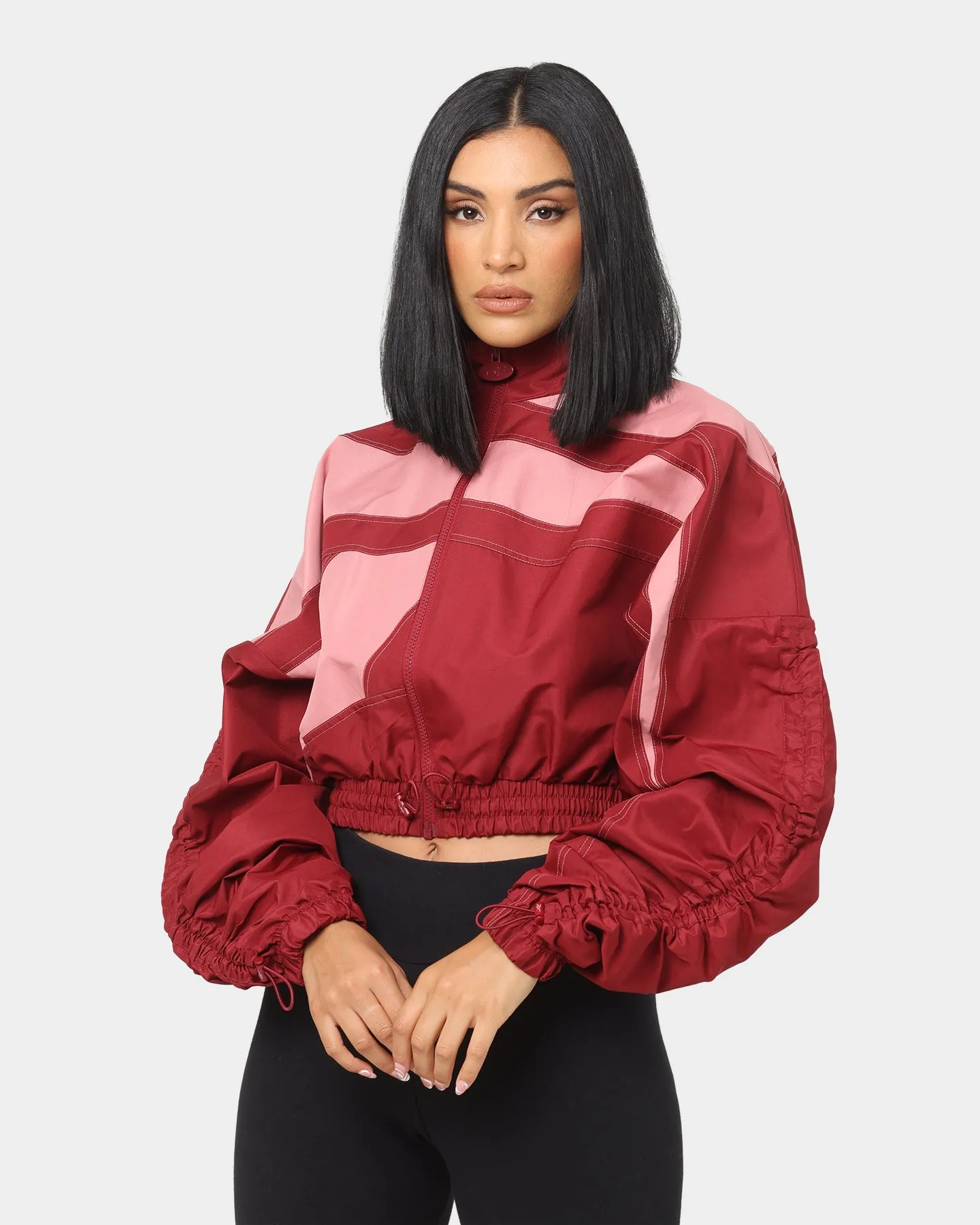 Reebok Women's Cardi B X Reebok Woven Satin Jacket Red Snag Free Zippers Grade