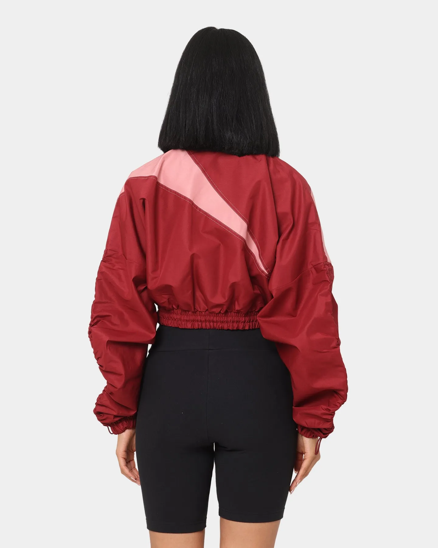 Reebok Women's Cardi B X Reebok Woven Satin Jacket Red Double Layered Insulation SeamSealed Construction