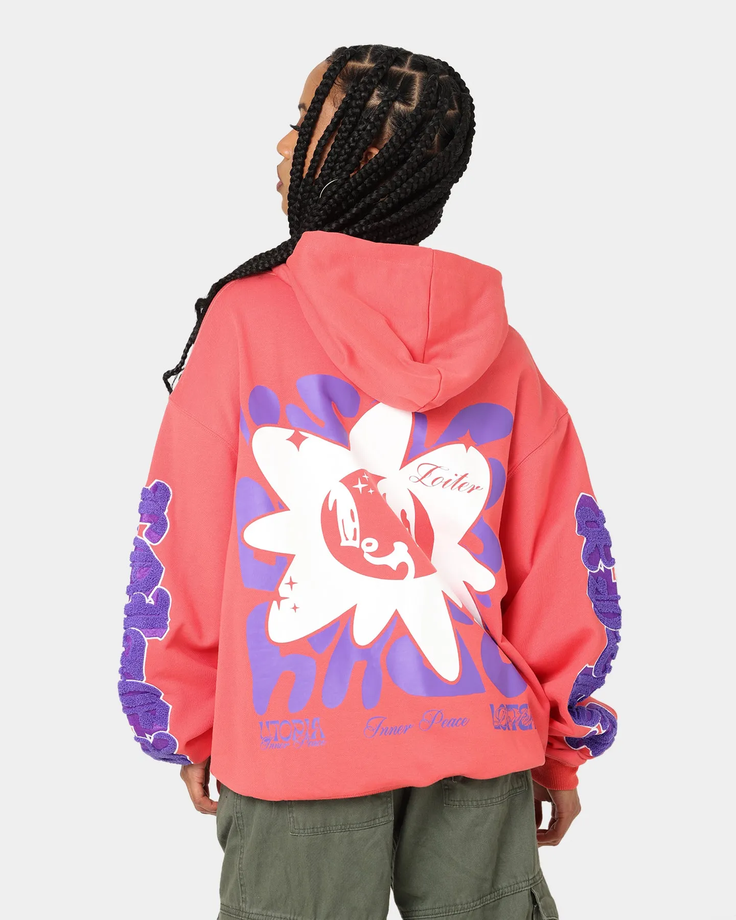 Loiter Fleur Hoodie Pink Fray Resistant Finish
