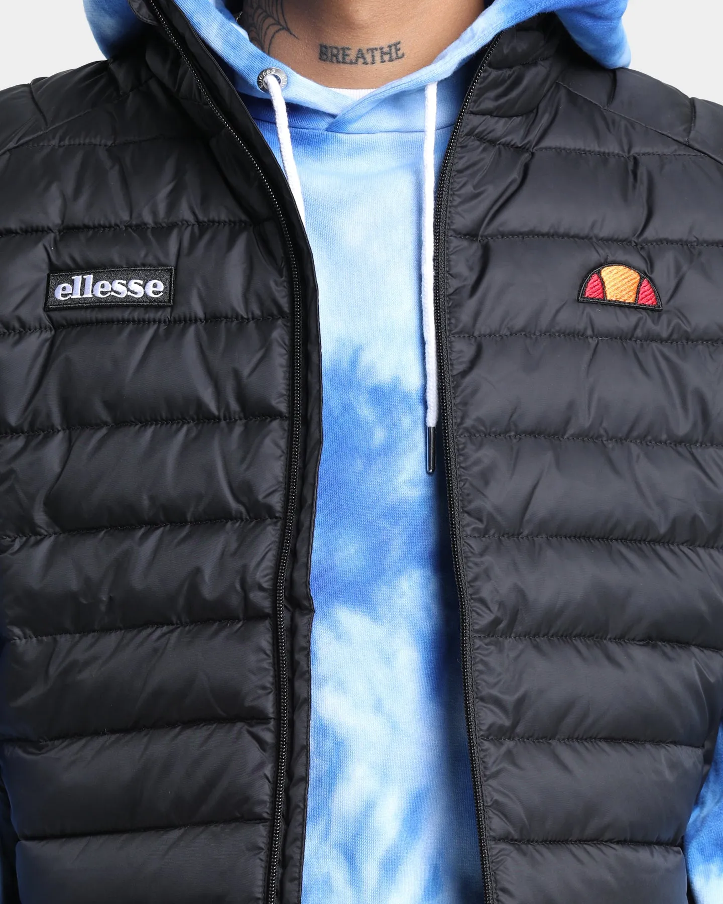 Ellesse Bardy Padded Gillet Jacket Black Easy Care Fabric LightweightFabric